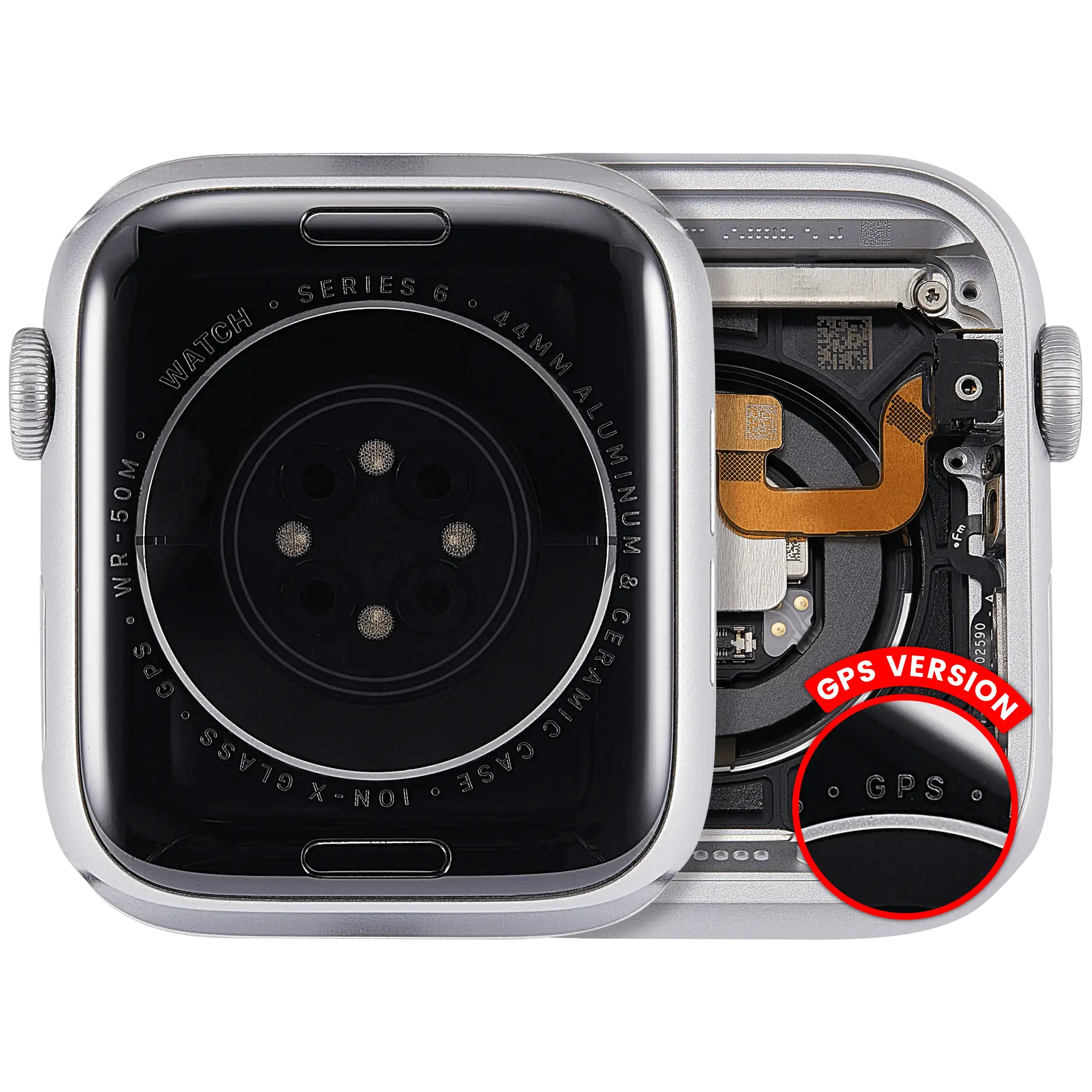 Scocca completa compatibile per Watch Series 6 (44MM) (Used Service Pack Pull: grado A) (GPS Version) (Aluminum / Argento)