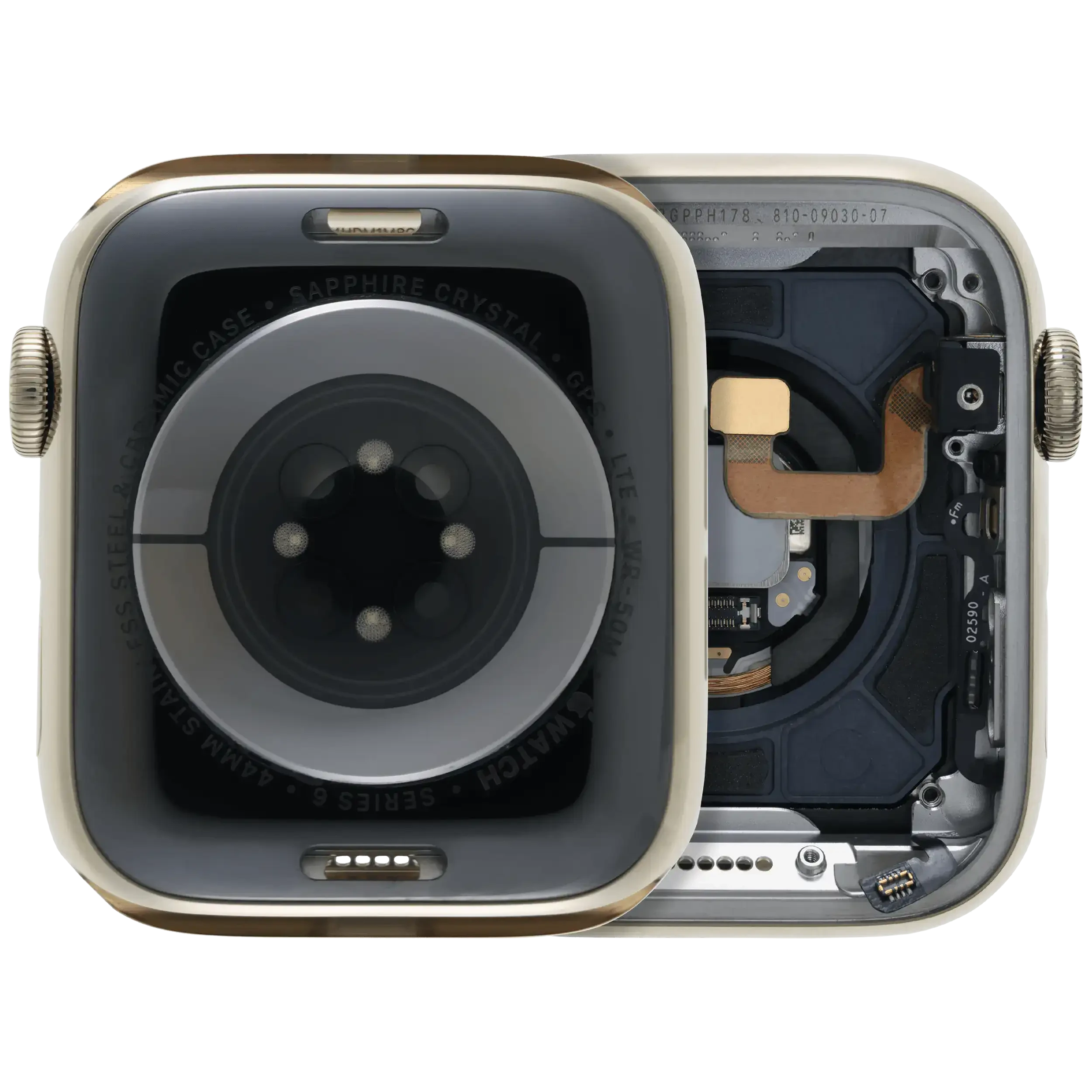 Scocca completa compatibile per Watch Series 6 (44MM) (Used Service Pack Pull: grado A) (Stainless / Oro)