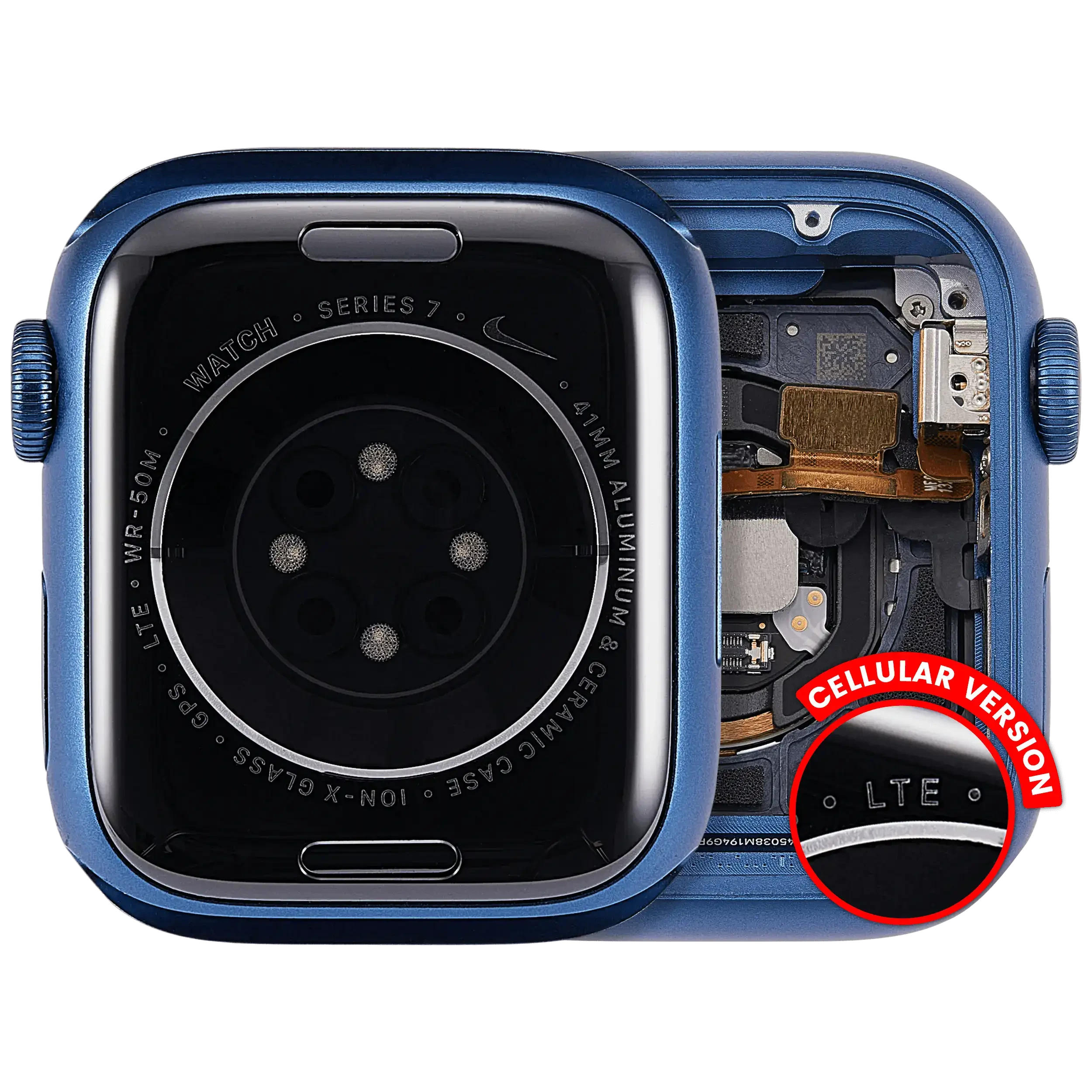 Scocca completa compatibile per Watch Series 7 (41MM) (Used Service Pack Pull: grado A) (Cellular Version) (Aluminum / Blu)
