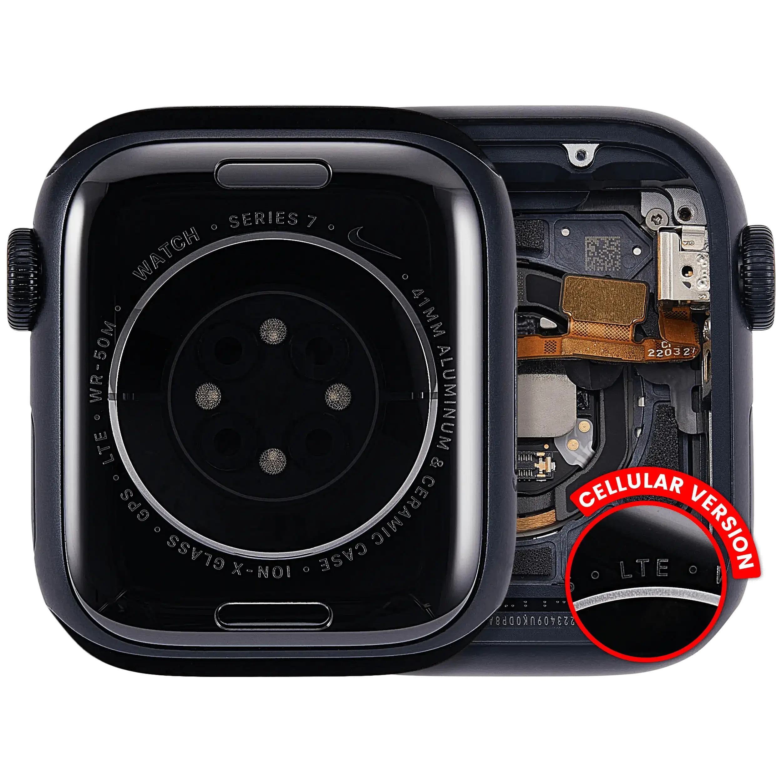 Scocca completa compatibile per Watch Series 7 (41MM) (Used Service Pack Pull: grado A) (Cellular Version) (Aluminum / Nero siderale)