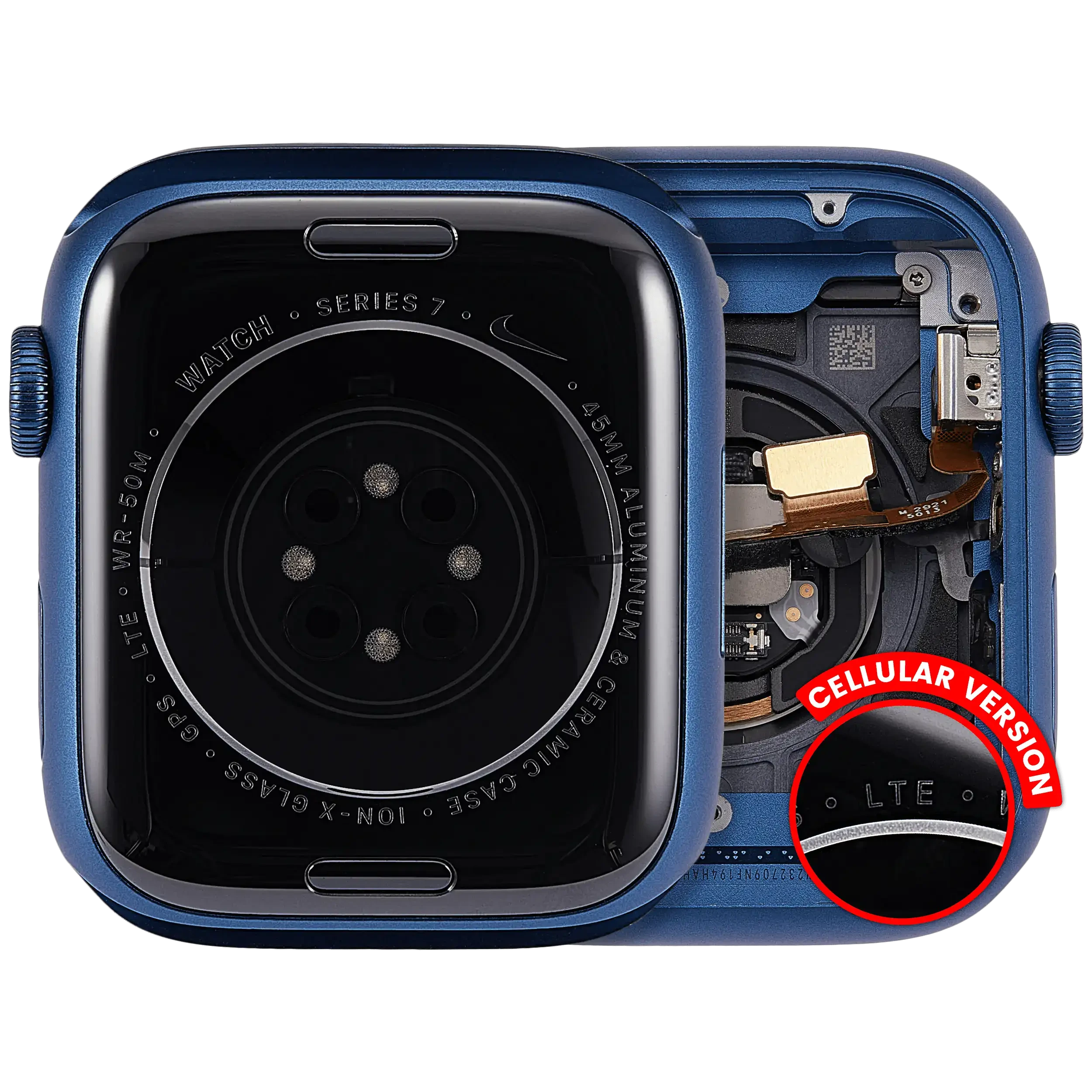 Scocca completa compatibile per Watch Series 7 (45MM) (Used Service Pack Pull: grado A) (Cellular Version) (Aluminum / Blu)