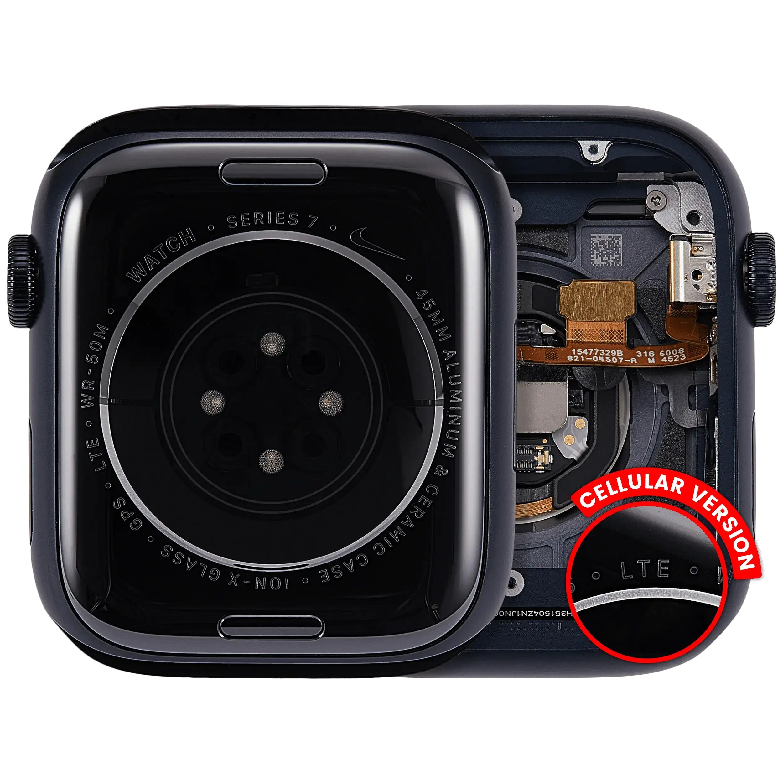 Scocca completa compatibile per Watch Series 7 (45MM) (Used Service Pack Pull: grado A) (Cellular Version) (Aluminum / Nero siderale)