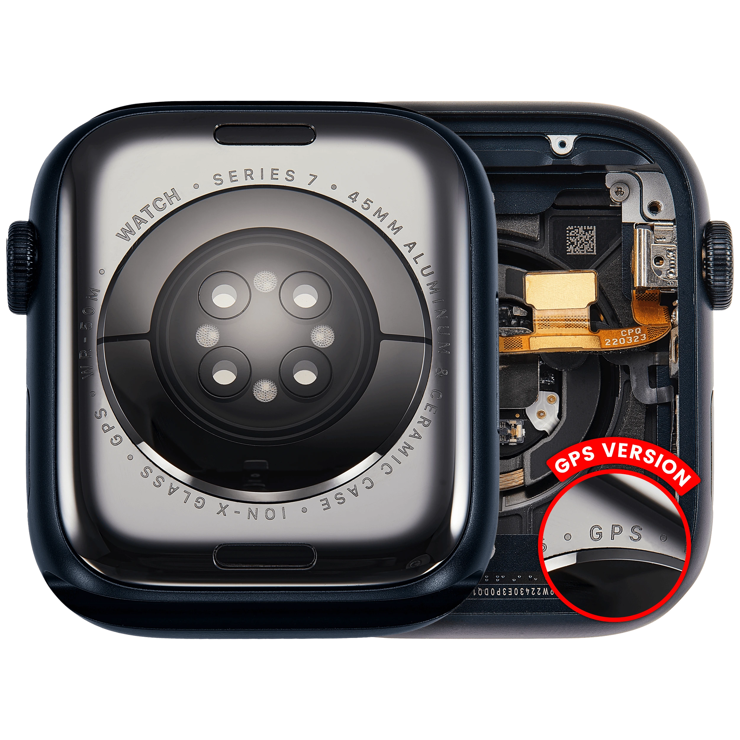 Scocca completa compatibile per Watch Series 7 (45MM) (Used Service Pack Pull: grado A) (GPS Version) (Aluminum / Nero siderale)