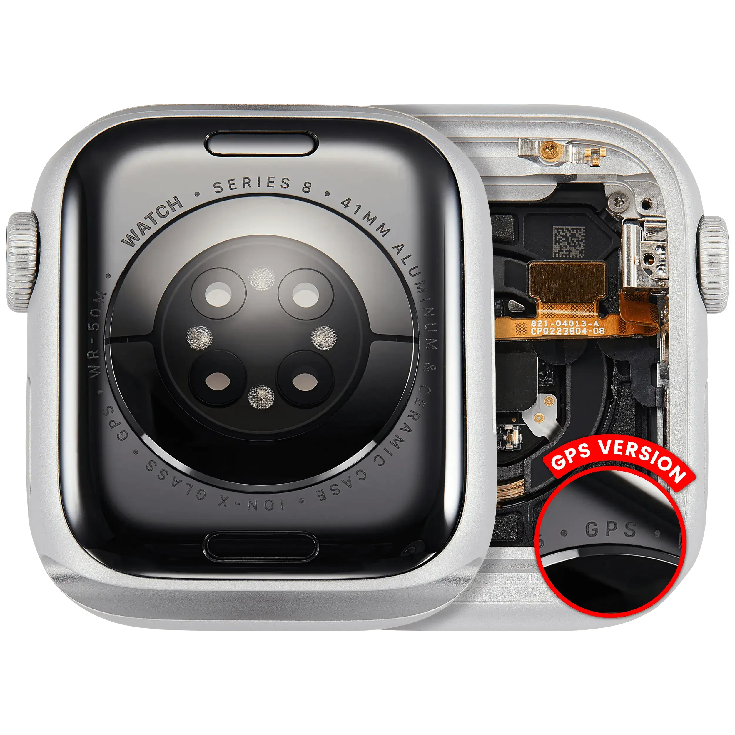 Scocca completa compatibile per Watch Series 8 (41MM) (Used Service Pack Pull: grado A) (GPS Version) (Aluminum / Argento)