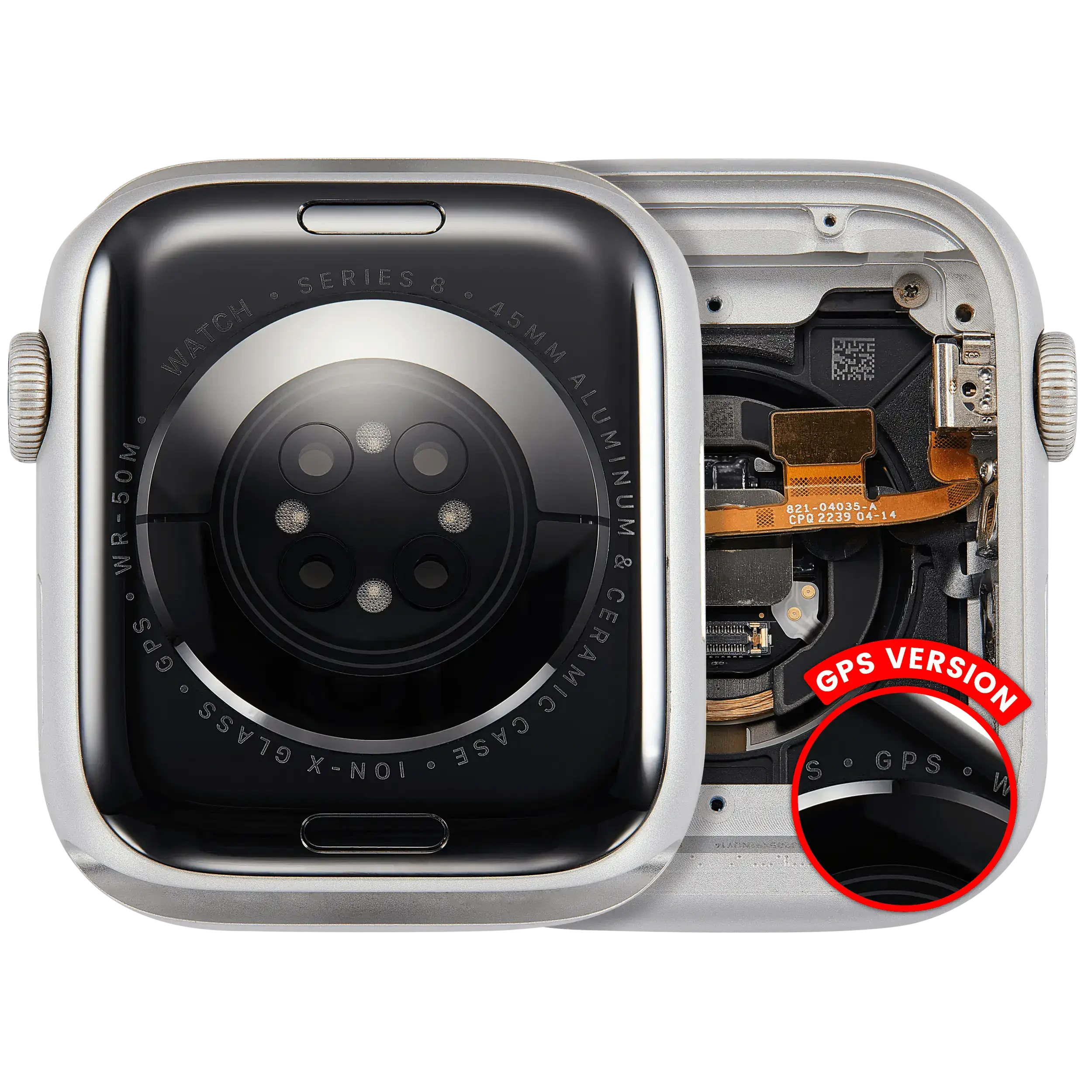 Scocca completa compatibile per Watch Series 8 (45MM) (Used Service Pack Pull: grado A) (GPS Version) (Aluminum / Argento)