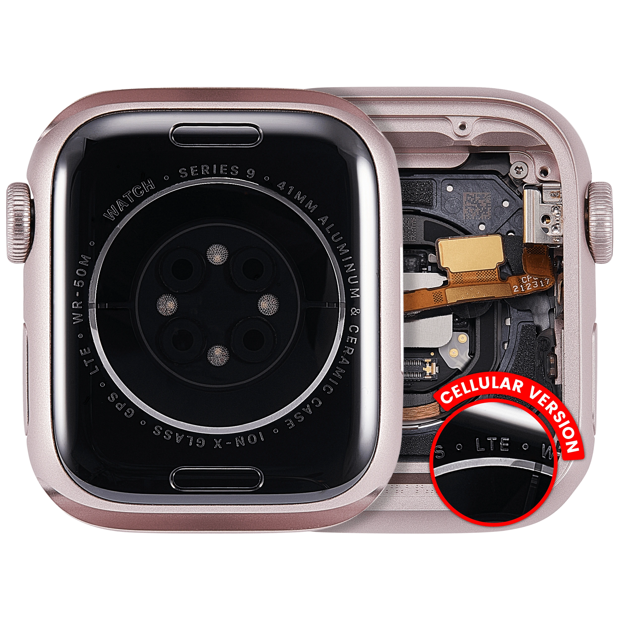 Scocca completa compatibile per Watch Series 9 (41MM) (Used Service Pack Pull: grado A) (Cellular Version) (Aluminum / Rosa)