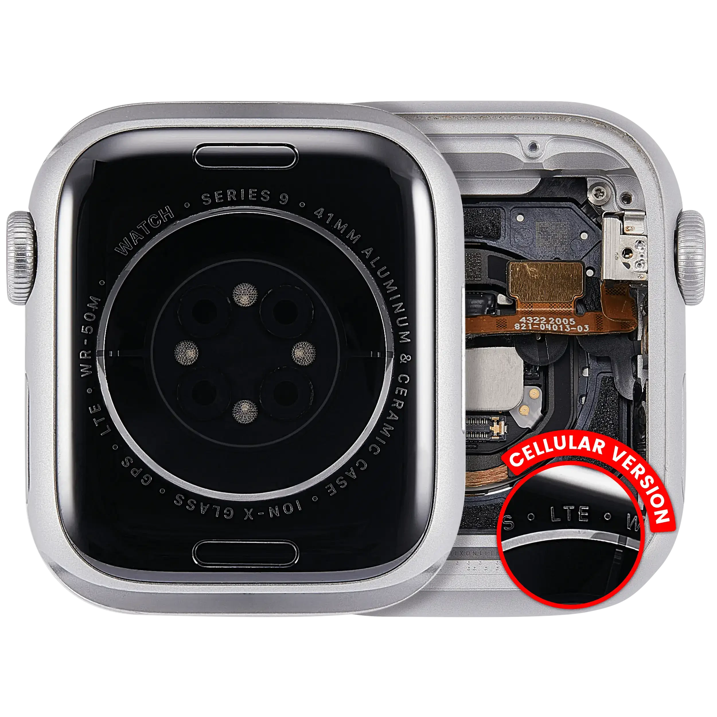 Scocca completa compatibile per Watch Series 9 (41MM) (Used Service Pack Pull: grado A) (Cellular Version) (Aluminum / Argento)