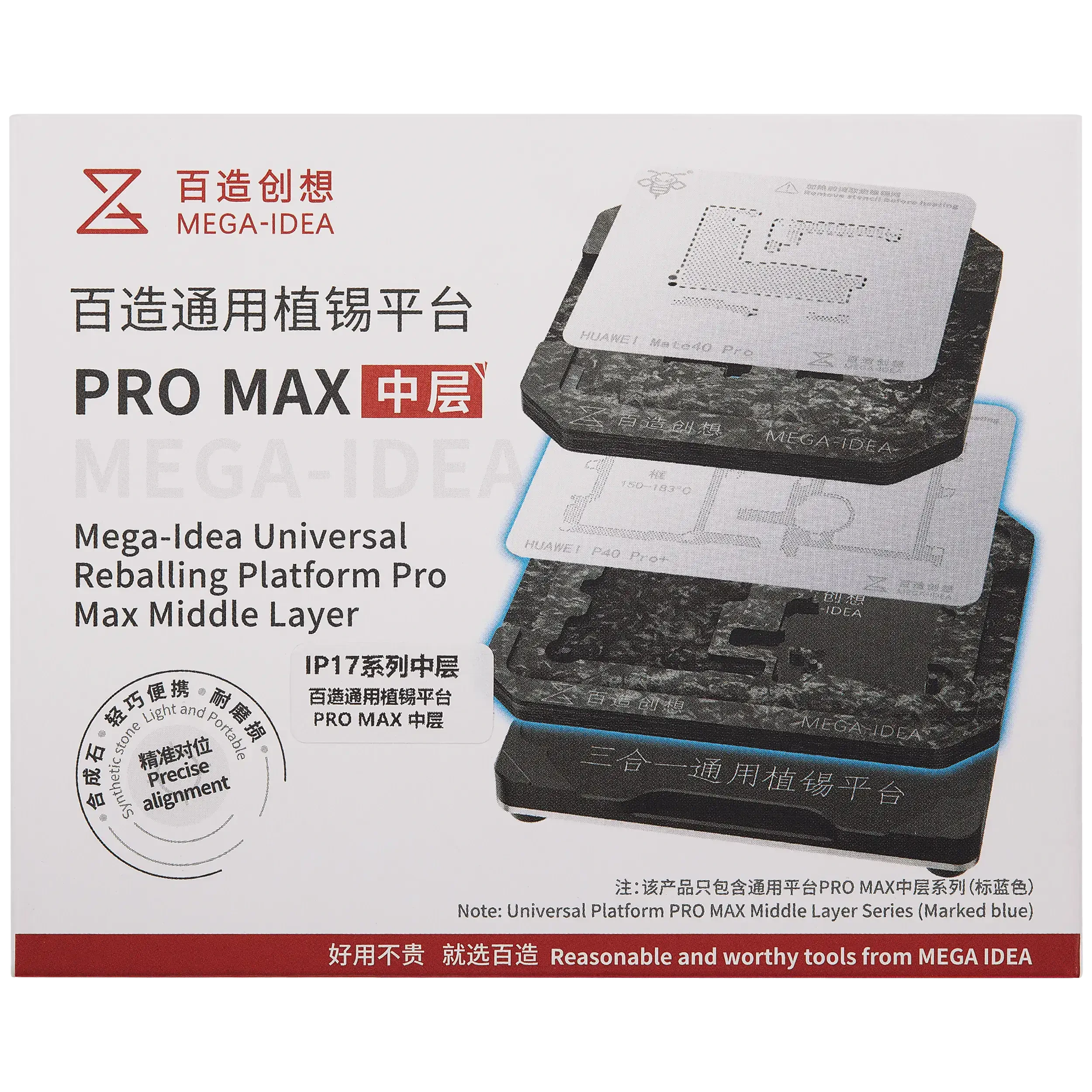 Mega-Idea Universal Frame centrale Reballing Platform iPhone 17 Series (Qianli)