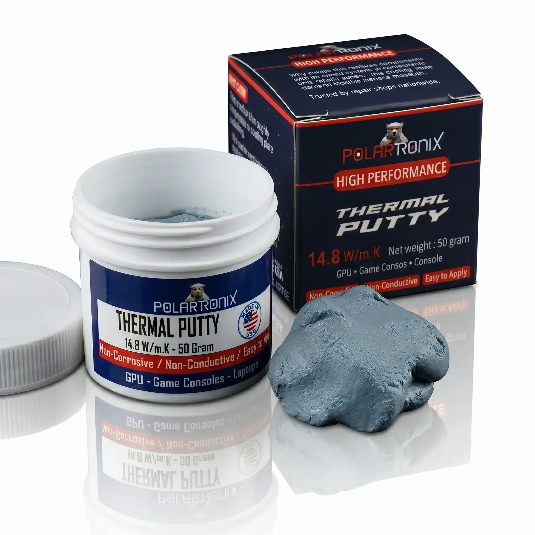 Thermal Putty 14.8 conm·K Non-Conductive High-Performance Gap Filler (50g) per Laptop GPU / PS5 Xbox Series X/S / VRAM MOSFETs Coils (PolarTronix)