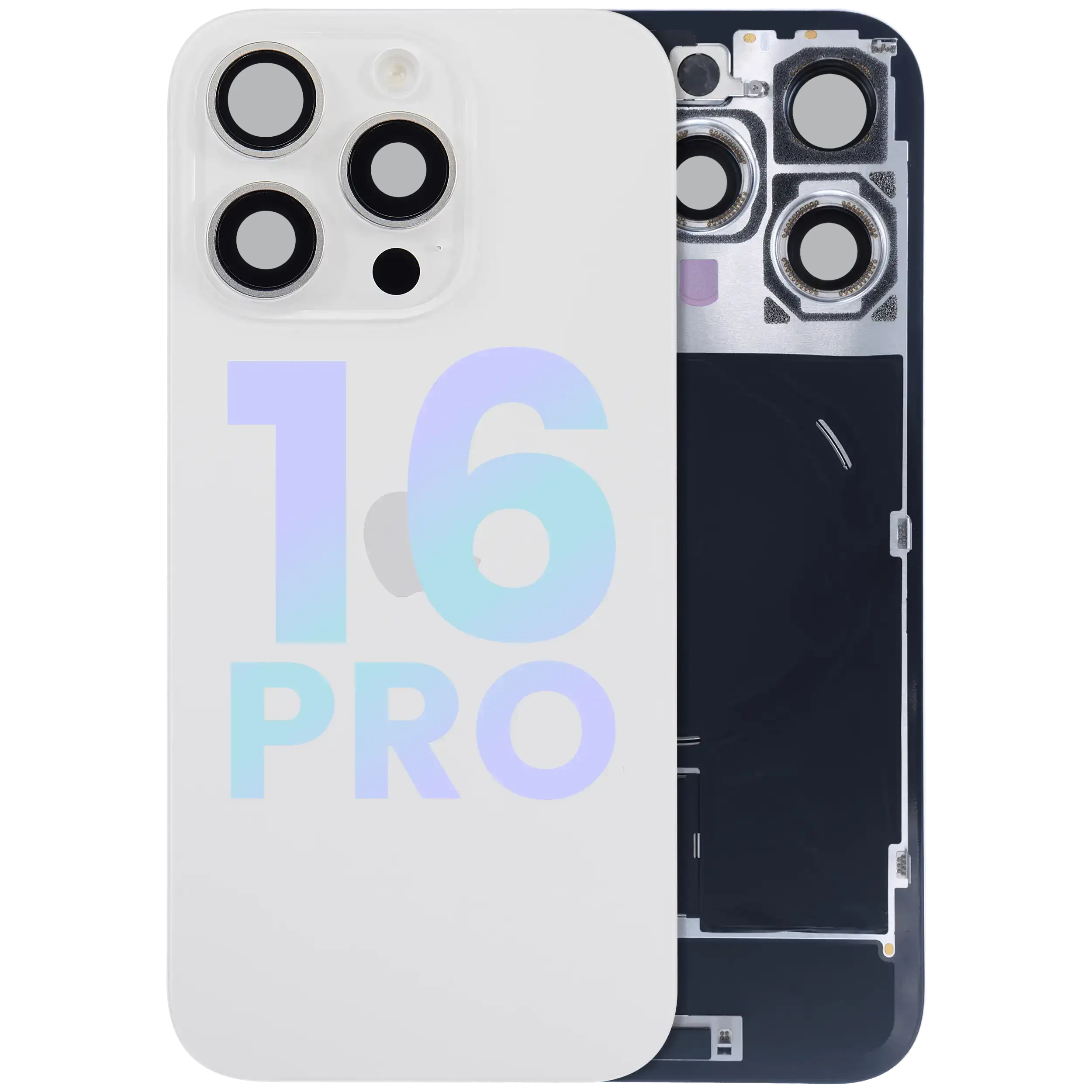 Vetro posteriore con magnete MagSafe, NFC e flat flash per iPhone 16 Pro (Service Pack) (Titanio bianco)