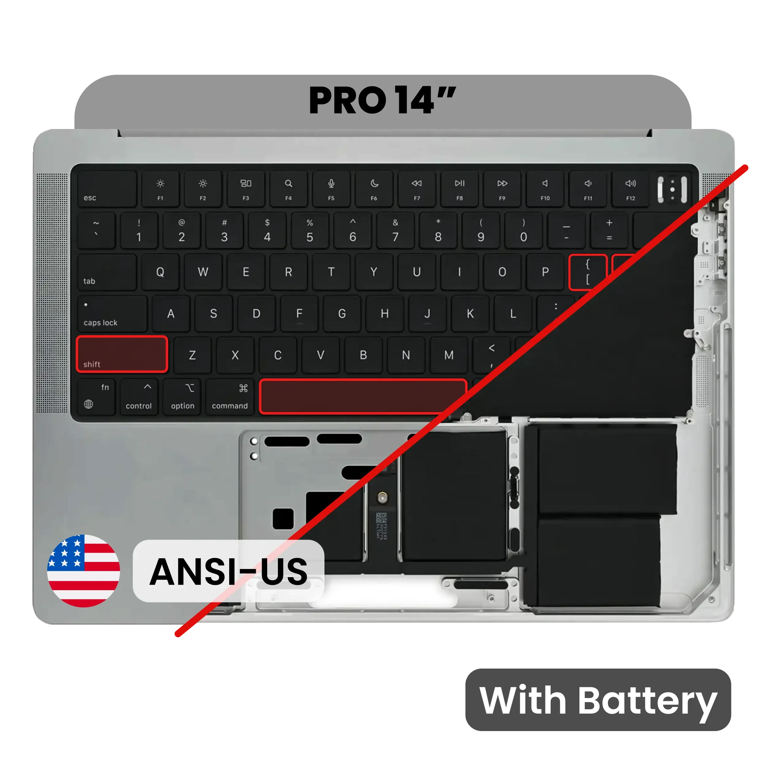 Top Case con Batteria e tastiera (ISO German) per MacBook Pro 14" A2442 (2021) / A2779 (2023) (Grigio siderale)