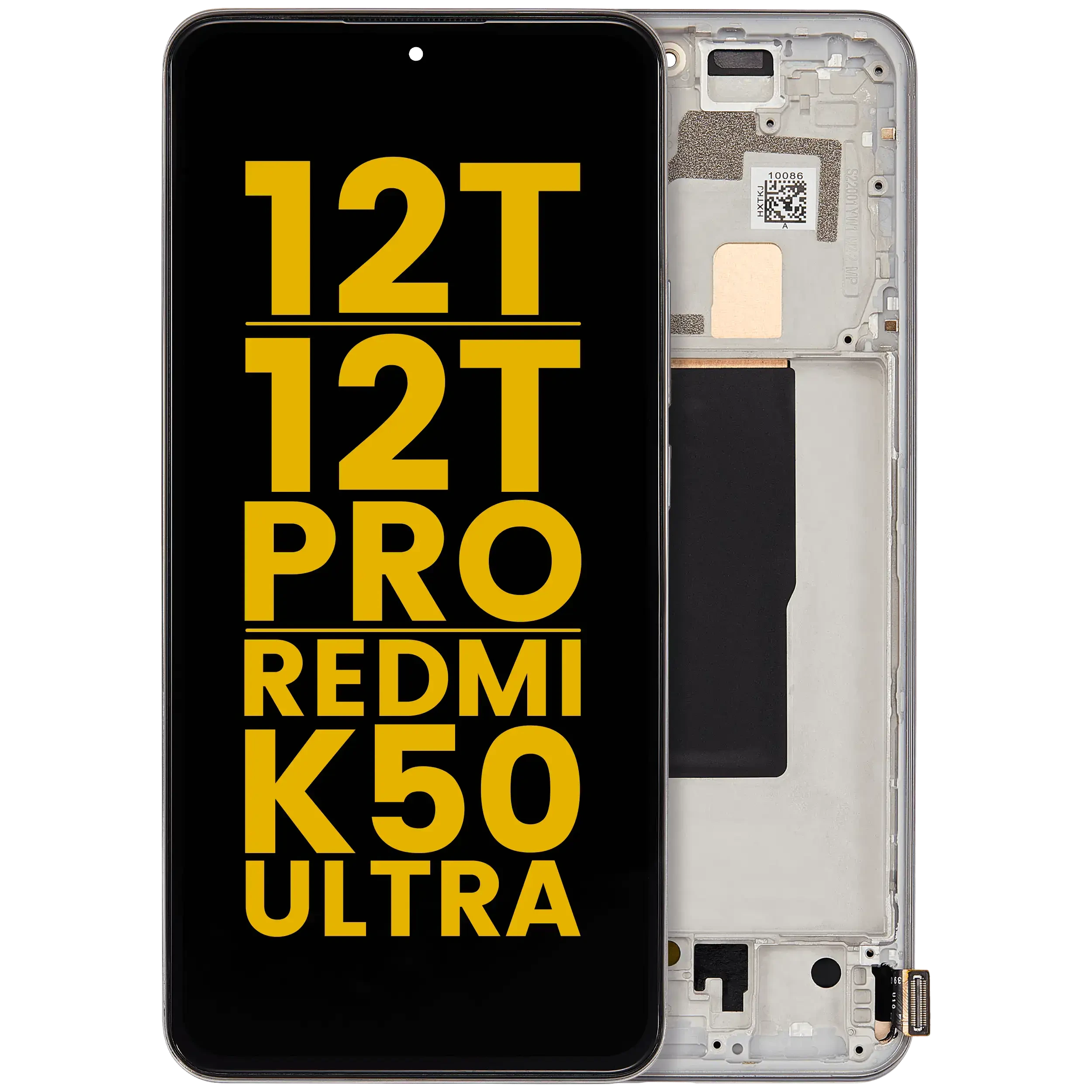 Display OLED completo con Frame per Xiaomi 12T / 12T Pro / Redmi K50 Ultra (Refurbished) (Argento)