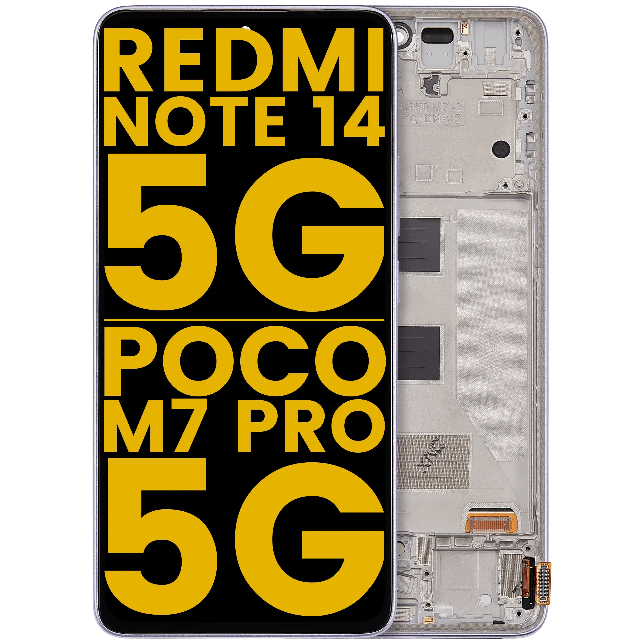 Display OLED completo con Frame per Xiaomi Redmi Note 14 5G / Poco M7 Pro 5G (Refurbished) (Viola)