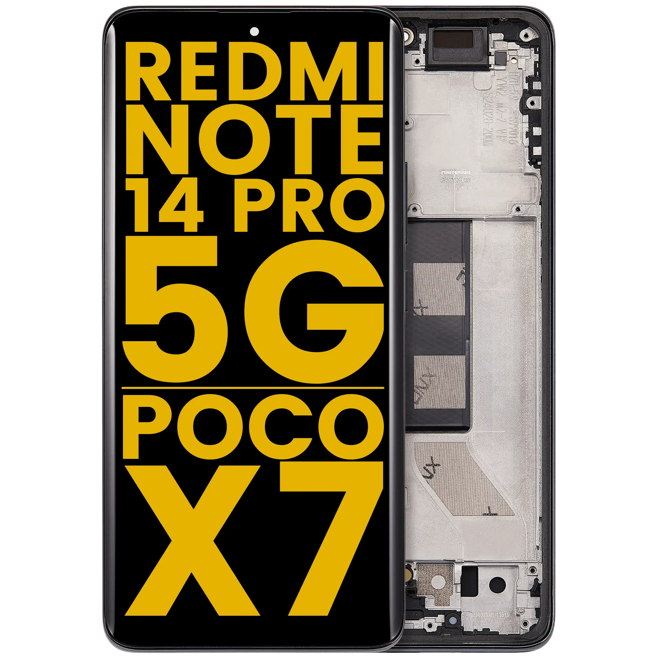 Display OLED completo con Frame per Xiaomi Redmi Note 14 Pro 5G / Xiaomi Poco X7 (Refurbished) (Mezzanotte Nero)