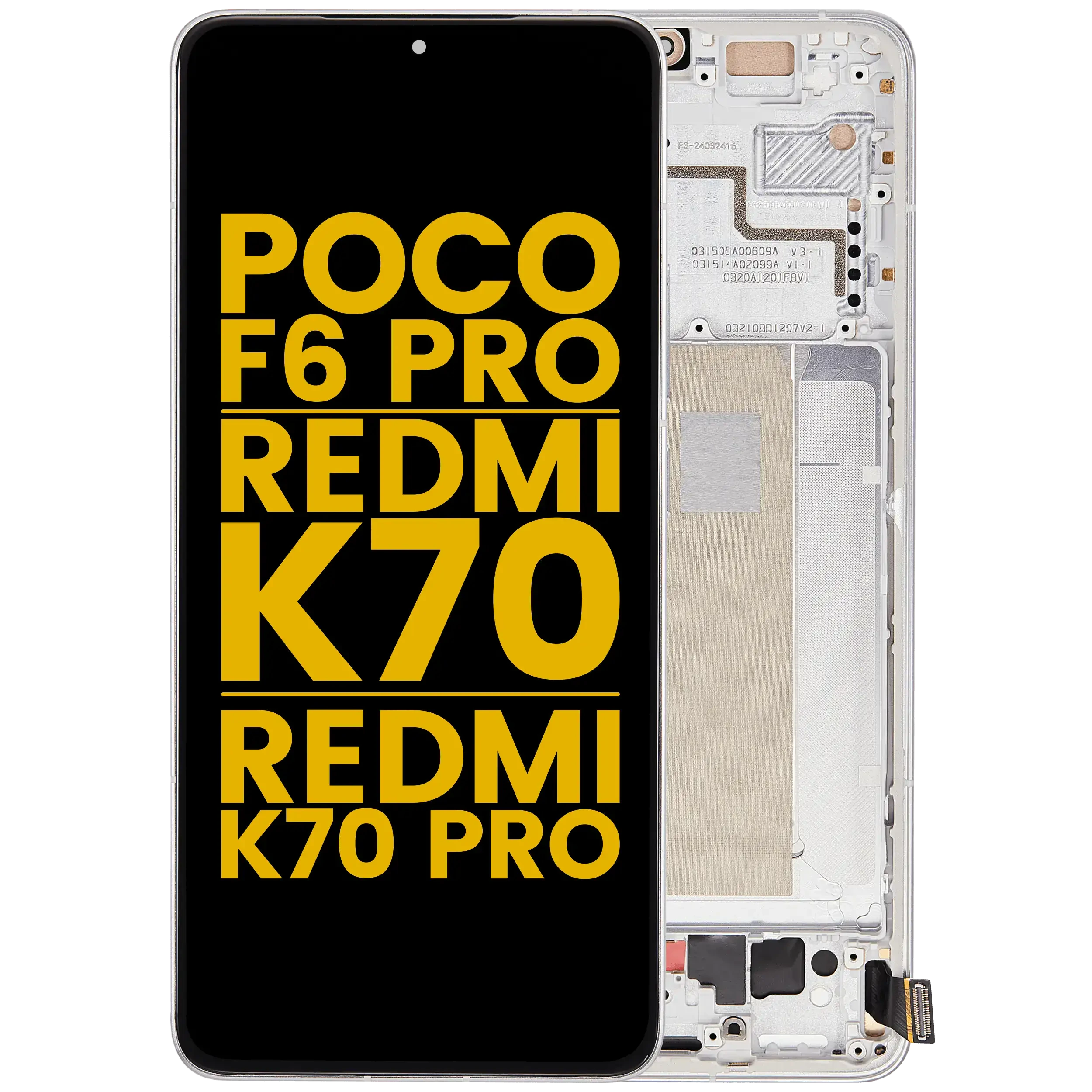 Display OLED completo con Frame per Xiaomi Poco F6 Pro / Redmi K70 / K70 Pro (Refurbished) (Bianco)
