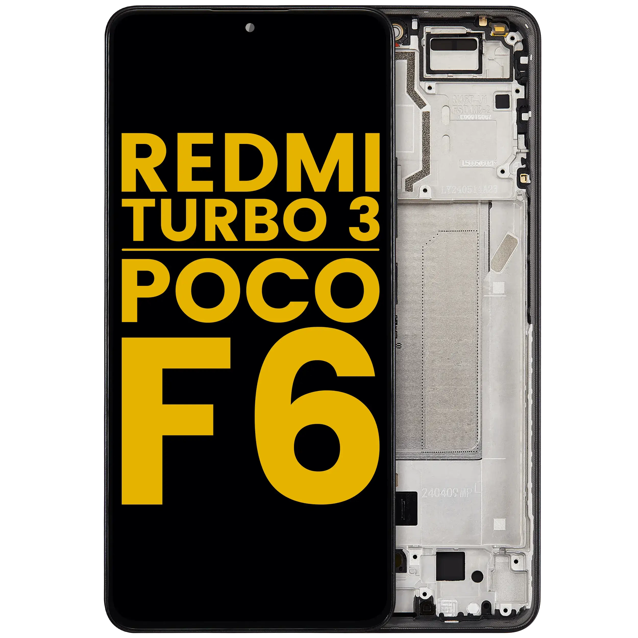 Display OLED completo con Frame per Xiaomi Redmi Turbo 3 / Xiaomi Poco F6 (Refurbished) (Nero)