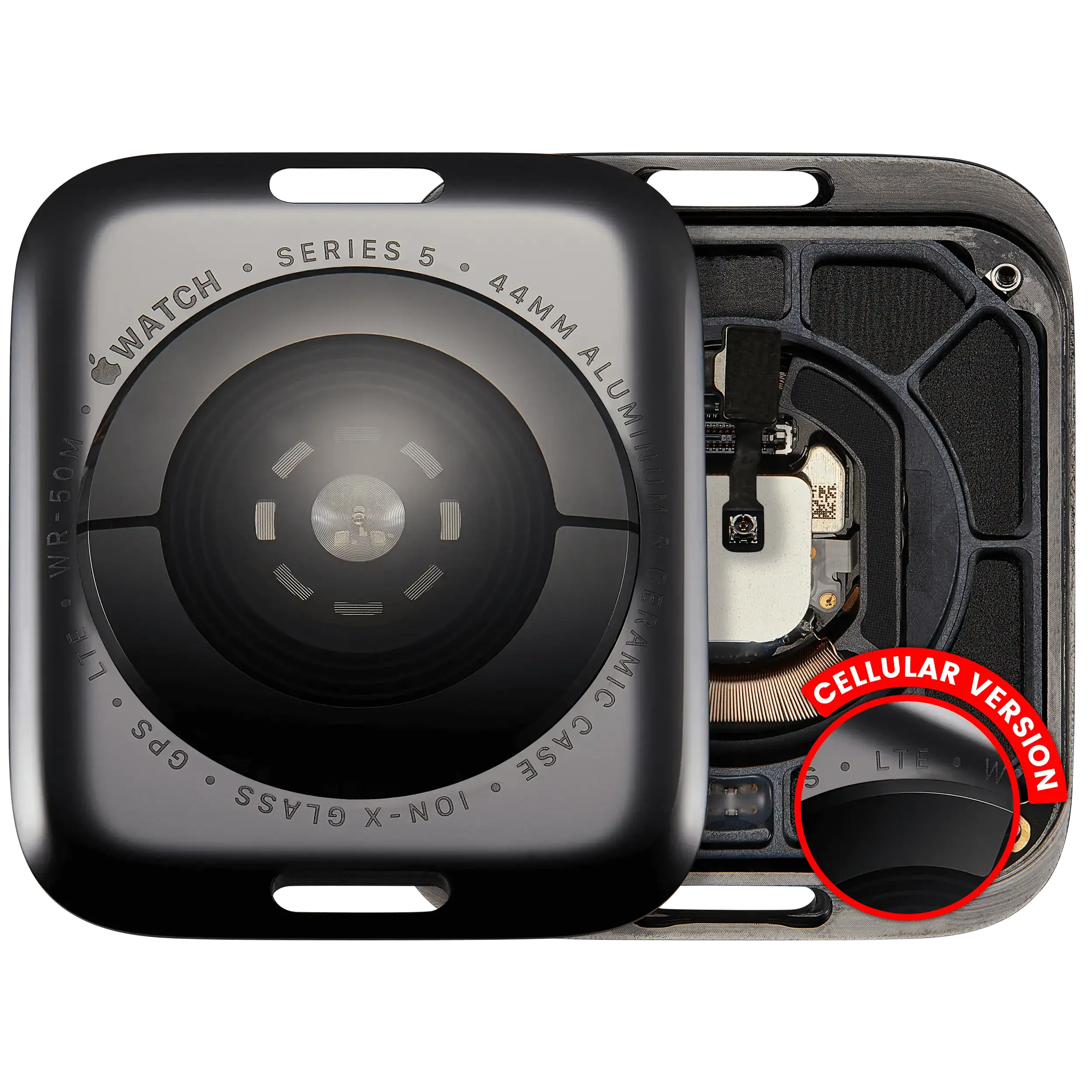 Cover posteriore gruppo per Watch Series 5 (44mm) (versione LTE) (Aluminum / Nero siderale)