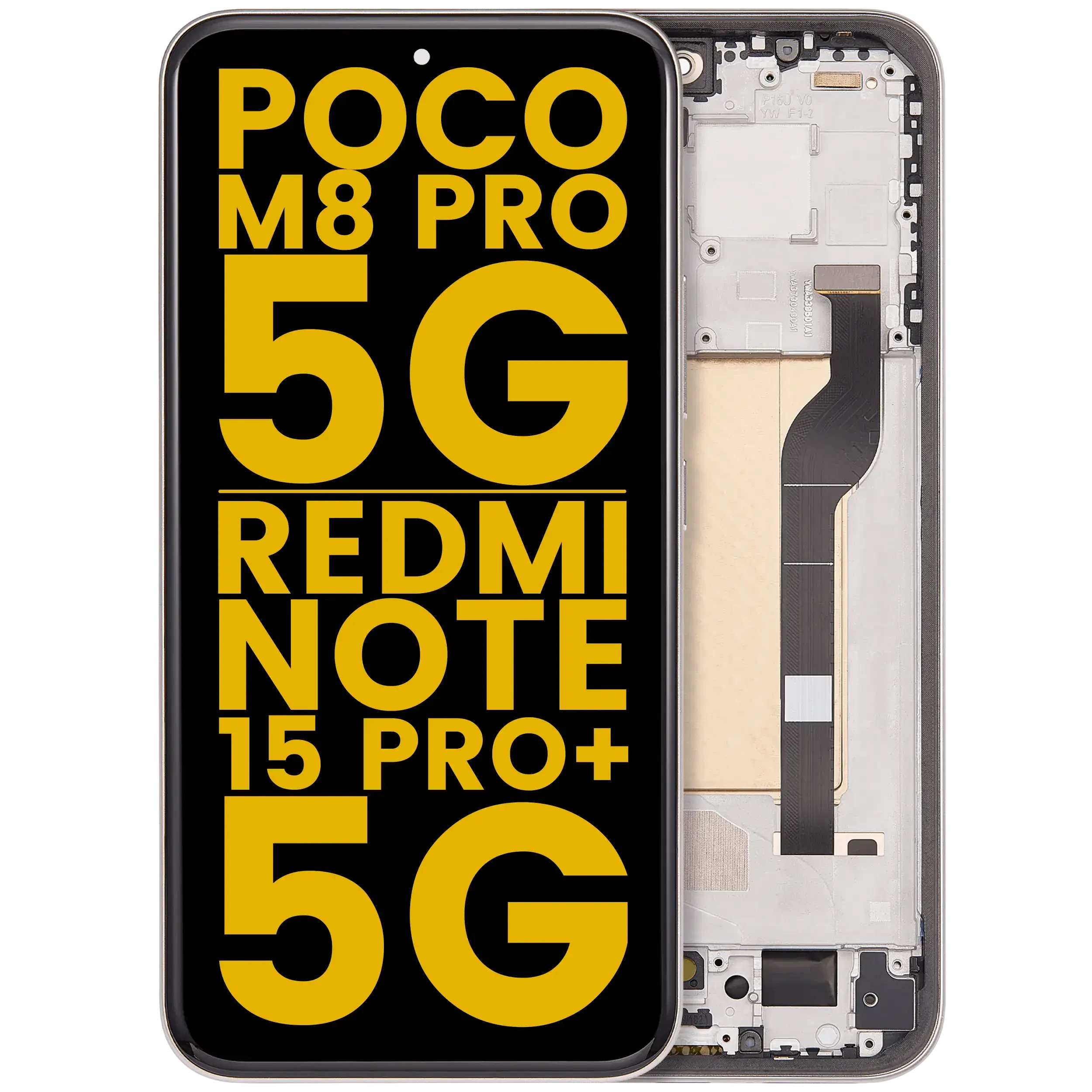 Display OLED completo con Frame per Xiaomi Poco M8 Pro 5G / Redmi Note 15 Pro+ 5G (Refurbished) (Mocha Brown)