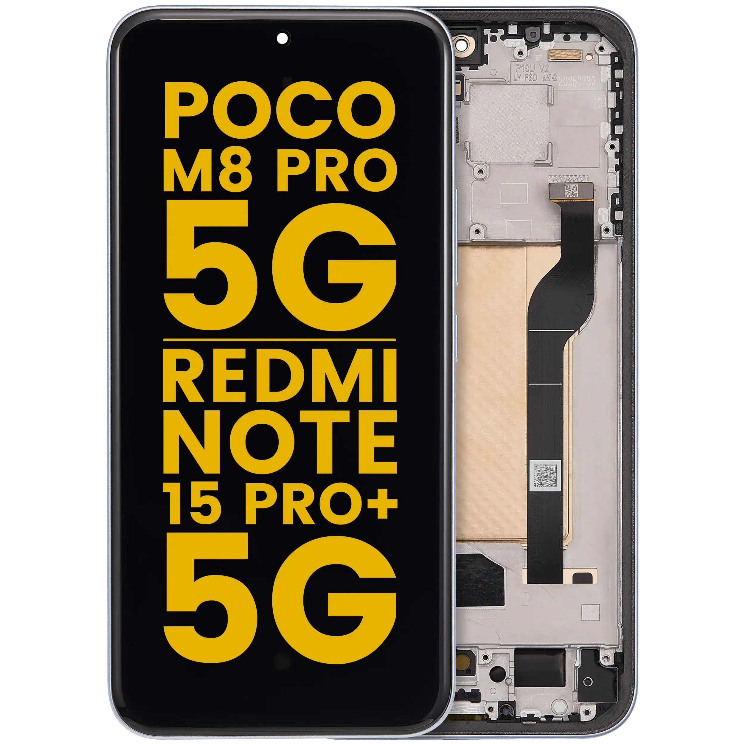 Display OLED completo con Frame per Xiaomi Poco M8 Pro 5G / Redmi Note 15 Pro+ 5G (Refurbished) (Glacier Blu)