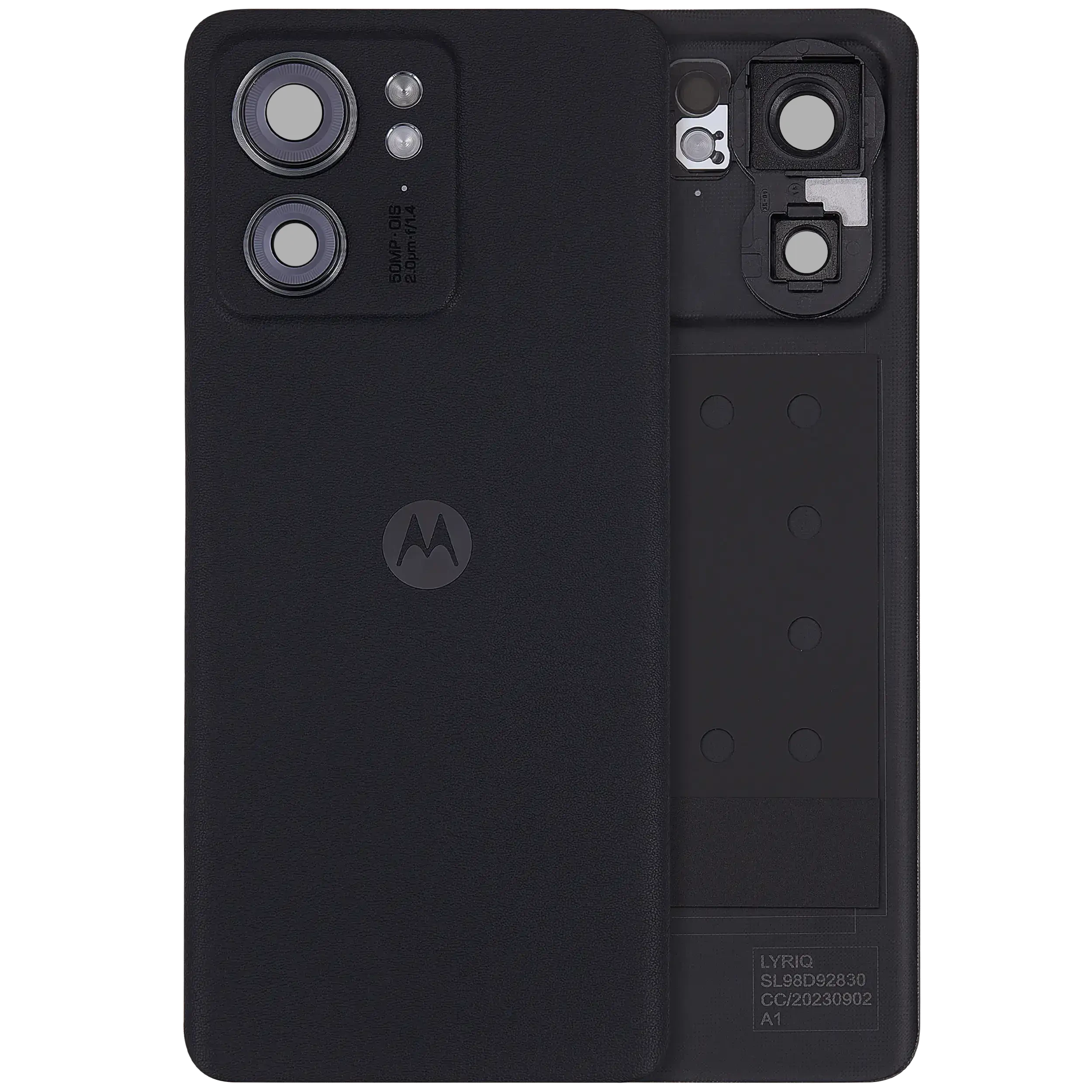 vetro cover posteriore per Motorola Edge 40 (XT2303-2 / 2023) (Premium) (Eclipse Nero)