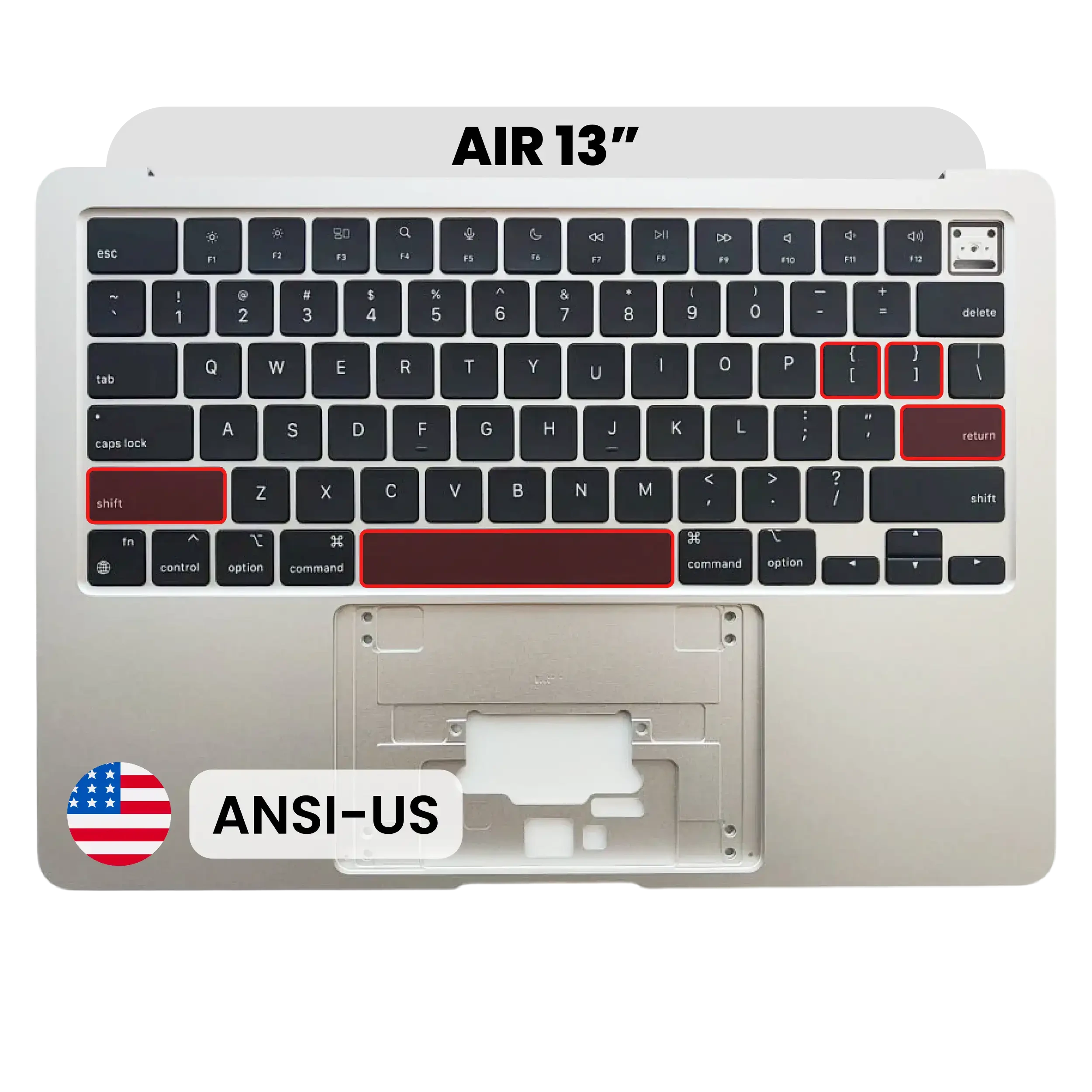 Top Case con Batteria e tastiera (ANSI US) per MacBook Air 13" A3113 (Used Service Pack Pull: grado A) (Argento)