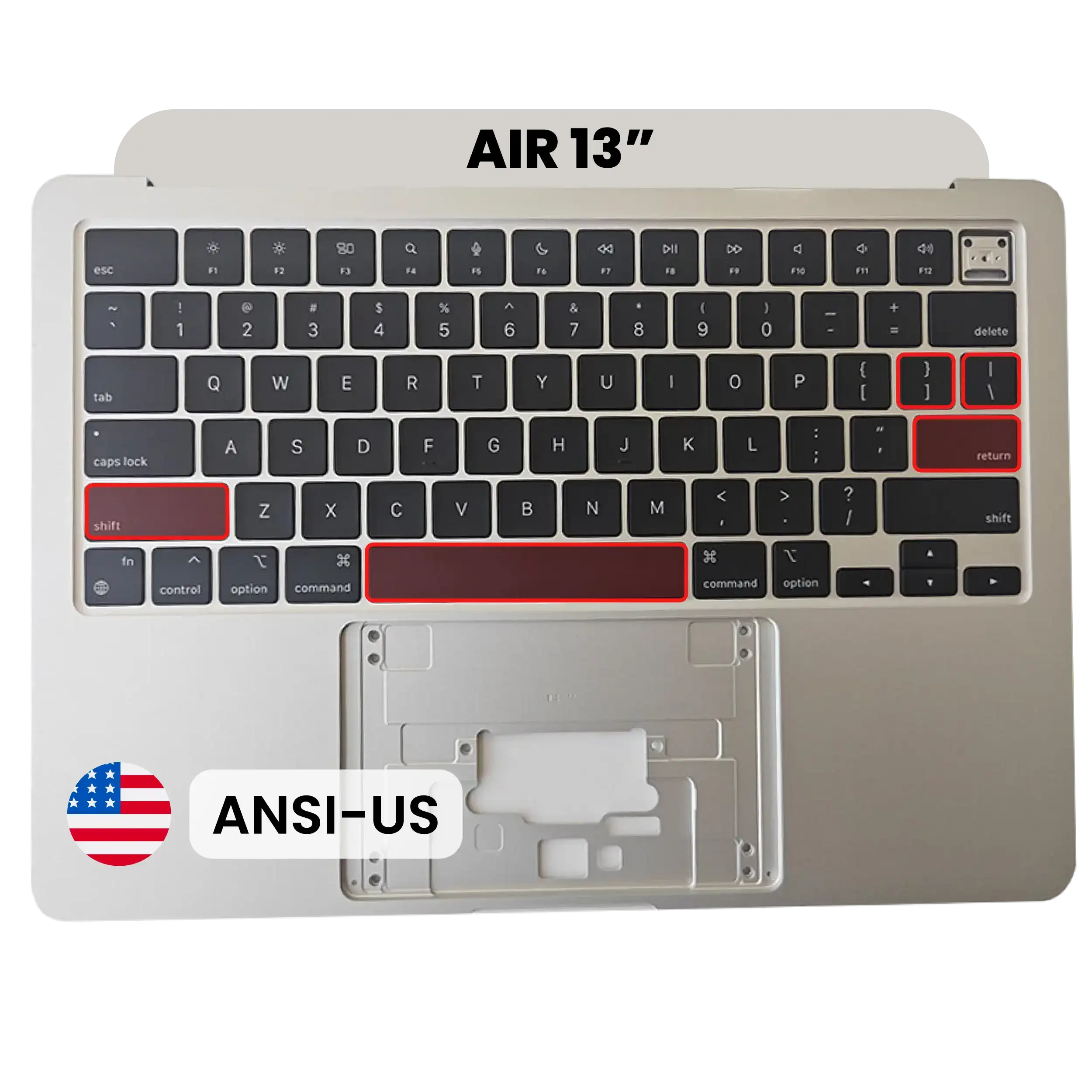 Top Case con tastiera (ANSI US) per MacBook Air 13" A2681 (2022) (Used Service Pack Pull: grado A) (Galassia)