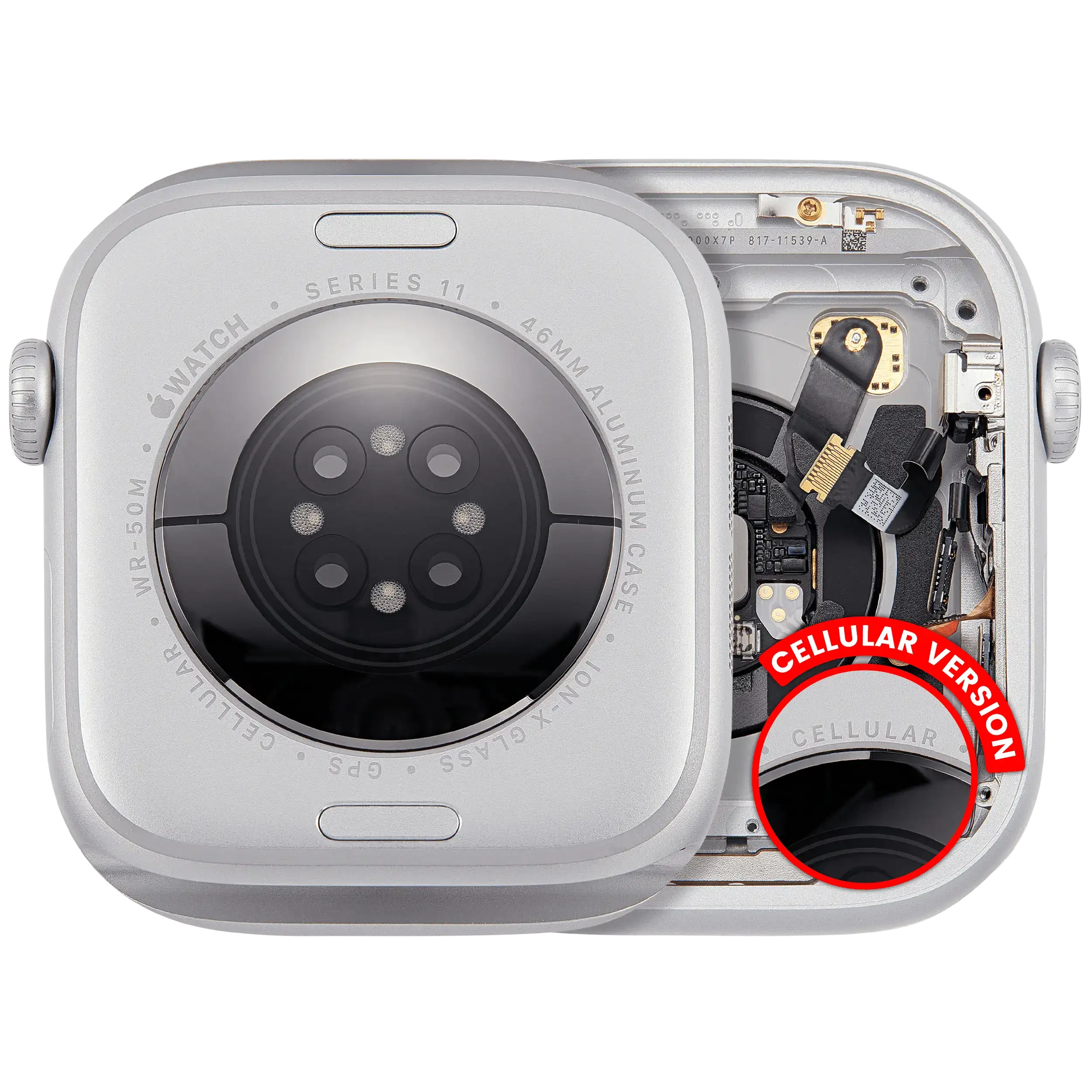 Scocca completa per Watch Series 11 (46MM) (Used Service Pack Pull: grado A) (Cellular Version) (Aluminum / Argento)