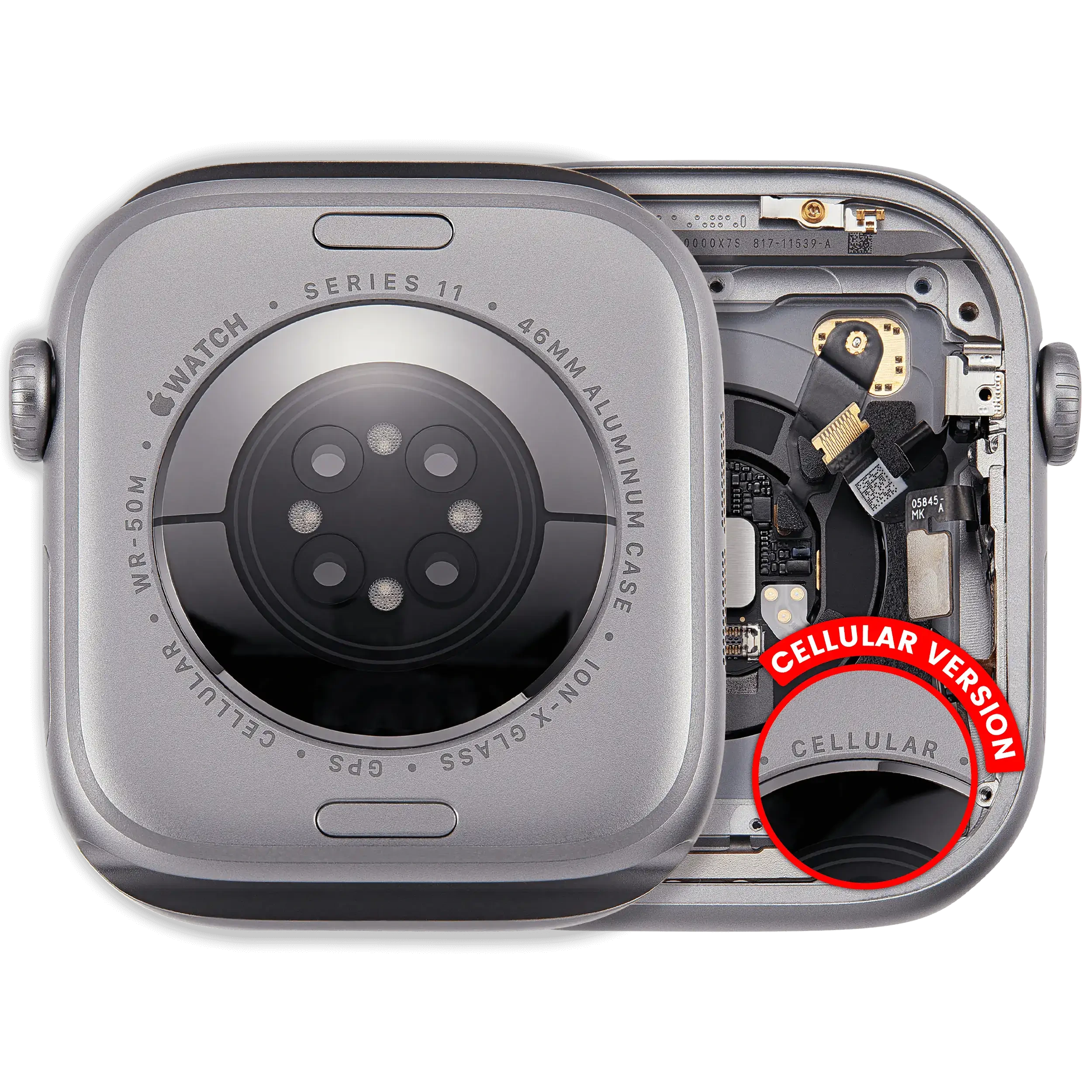 Scocca completa per Watch Series 11 (46MM) (Used Service Pack Pull: grado A) (Cellular Version) (Aluminum / Grigio siderale )