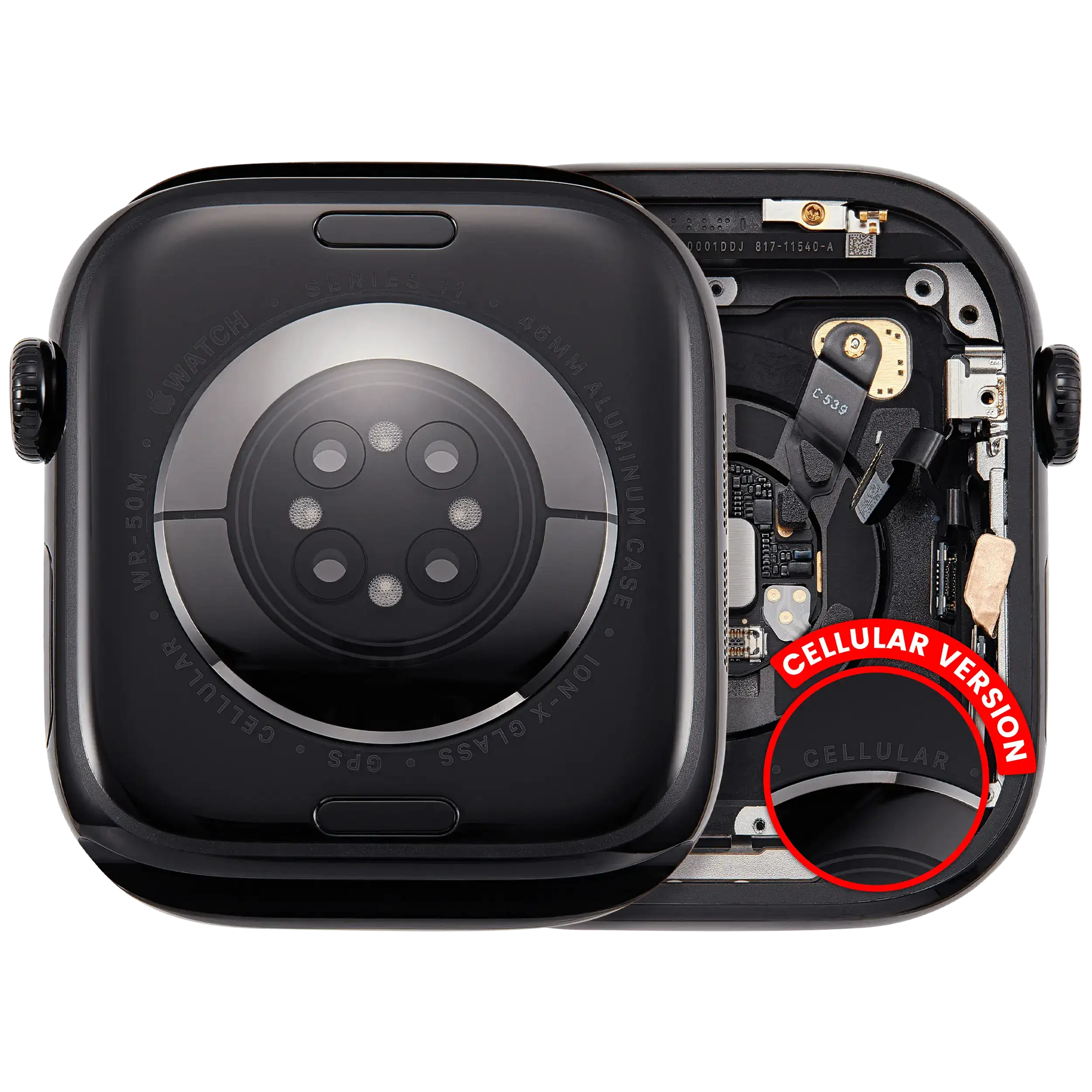 Scocca completa per Watch Series 11 (46MM) (Used Service Pack Pull: grado A) (Cellular Version) (Aluminum / Jet Nero)