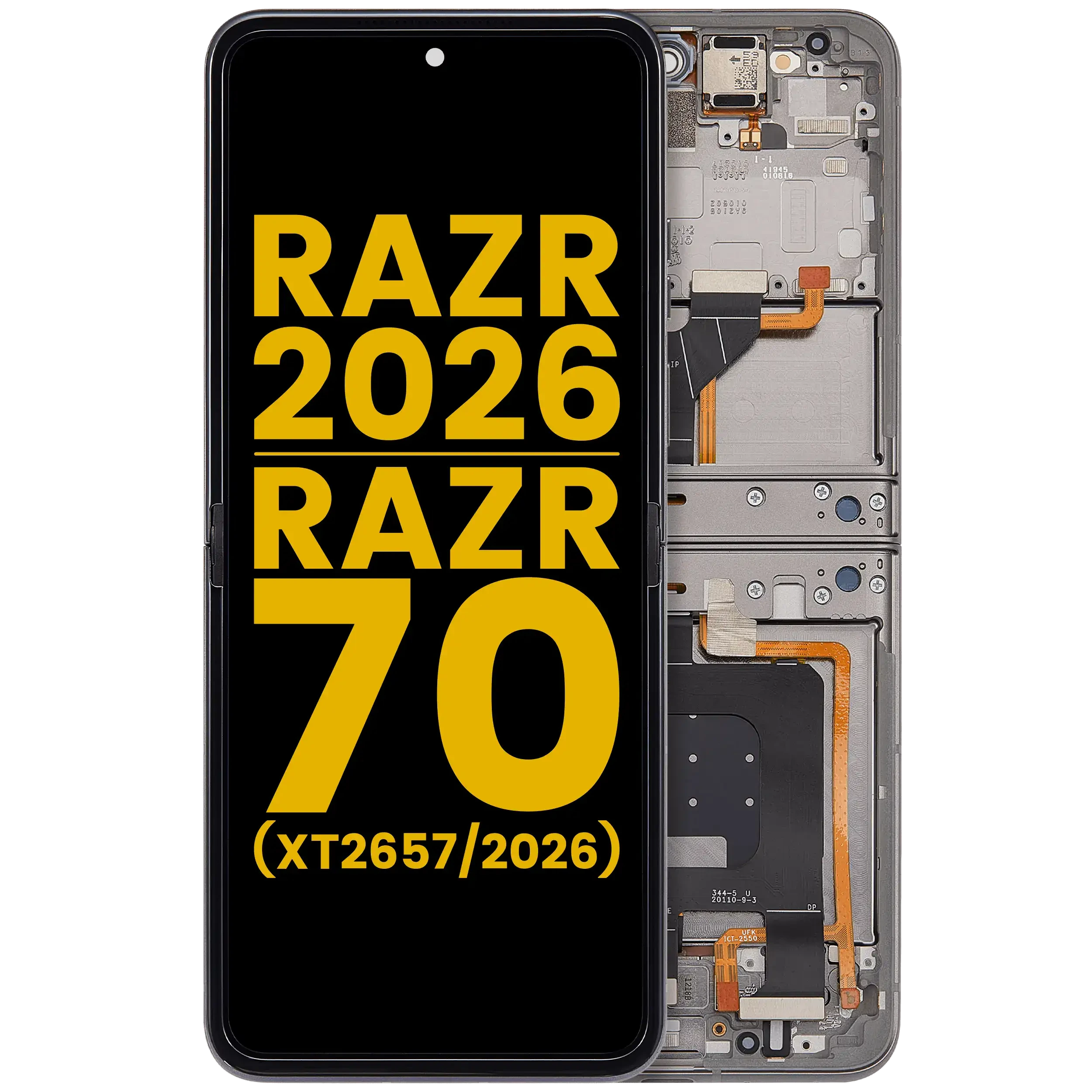 Display OLED completo con Frame per Motorola Razr 2026 / Razr 70 (XT2657 / 2026) (Refurbished) (Hematite)