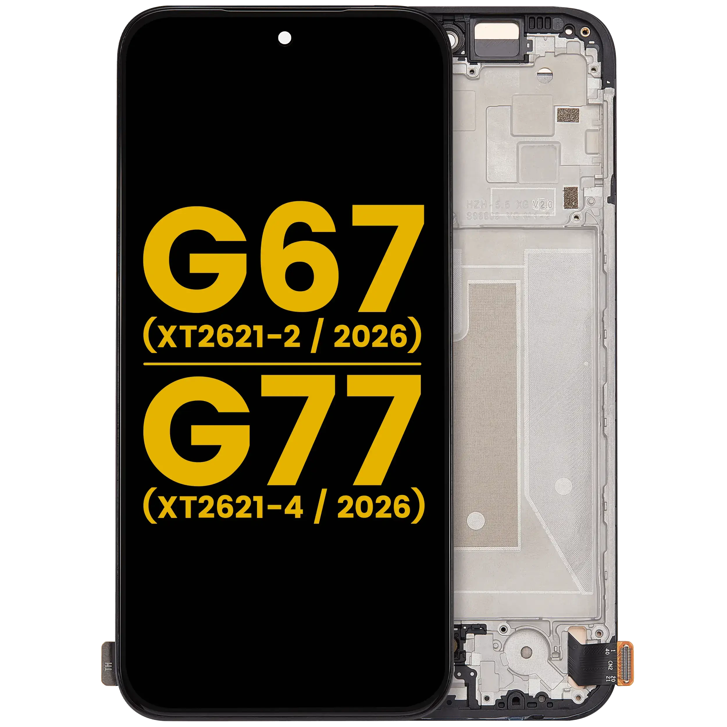 Display OLED completo con Frame per Motorola G67 (XT2621-2 / 2026) / G77 (XT2621-4 / 2026) (Refurbished) (tutti i colori)