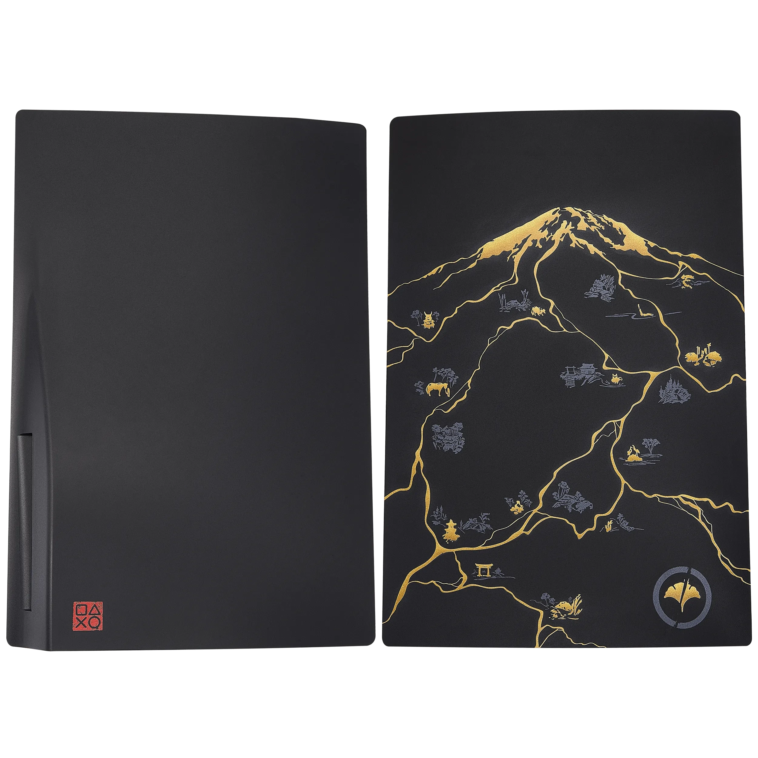 Faceplate Cover (Top e Bottom) per PlayStation 5 (1000 / 1100 / 1200) (Ghost Of Yotei) (Golden Nero)