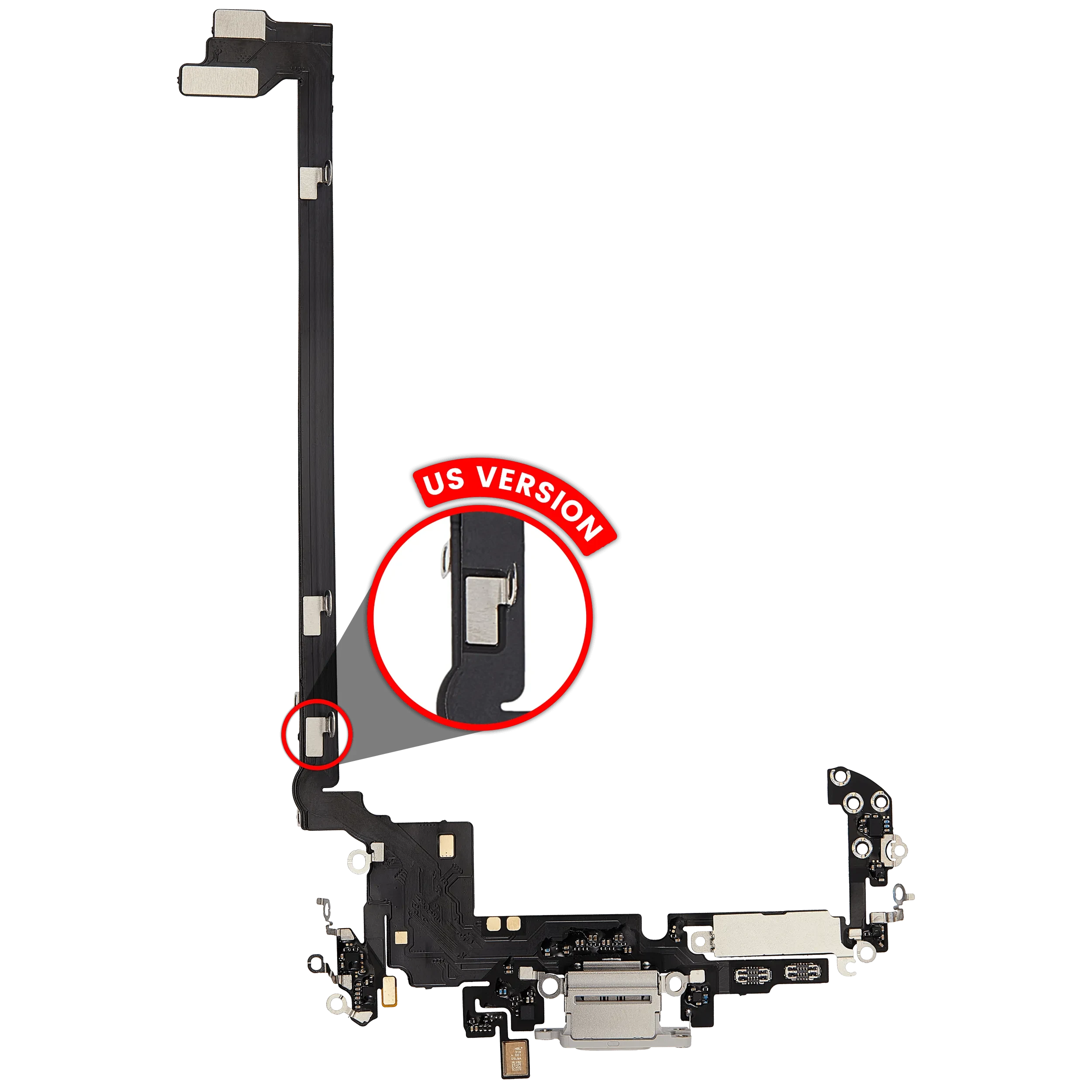 Flat connettore di ricarica per iPhone 17 Pro max (Aftermarket Plus) (US Version) (Argento)