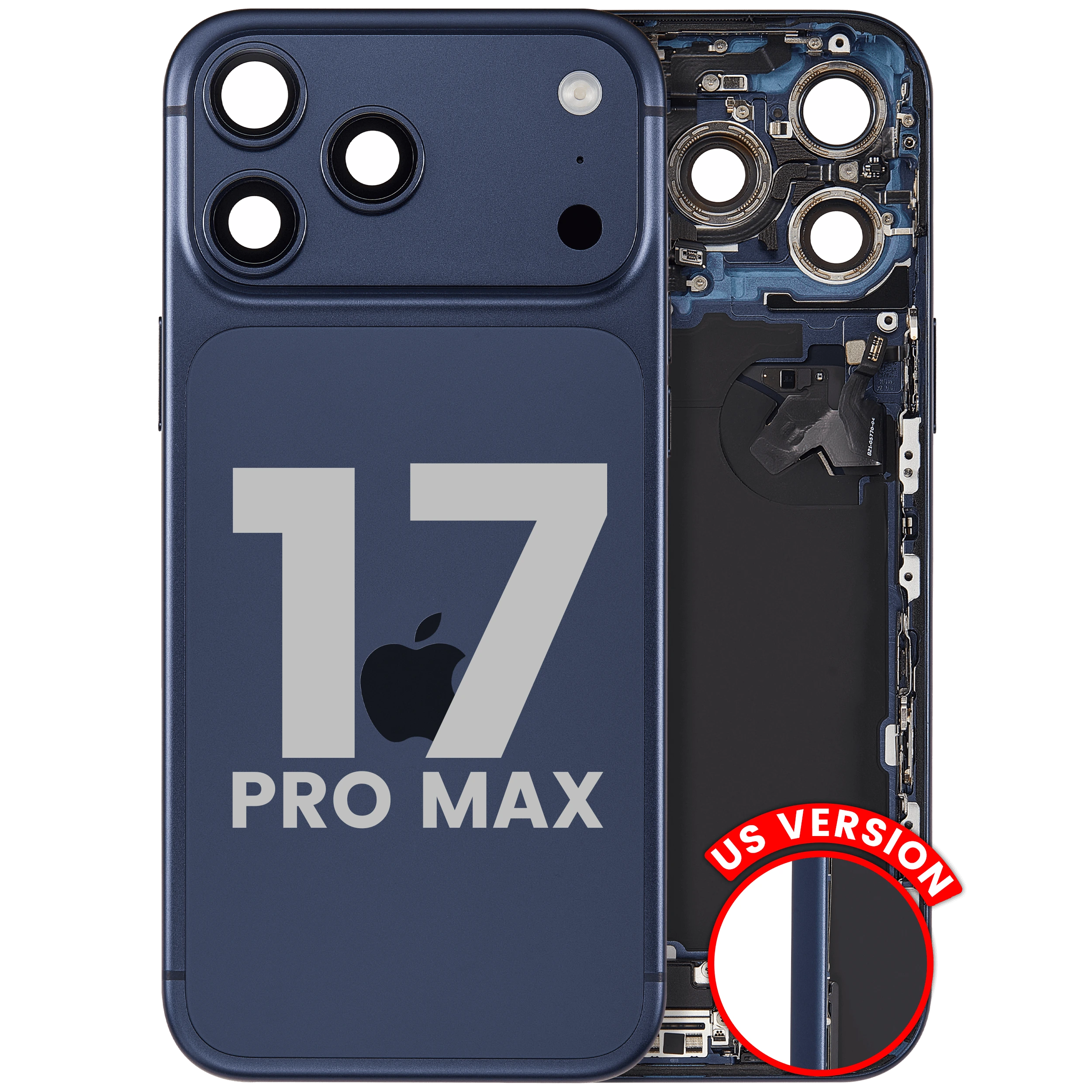 Scocca posteriore con flat connettore di ricarica e minuteria per iPhone 17 Pro Max (US Version) (Used Service Pack Pull: Grade B) (Deep Blu)