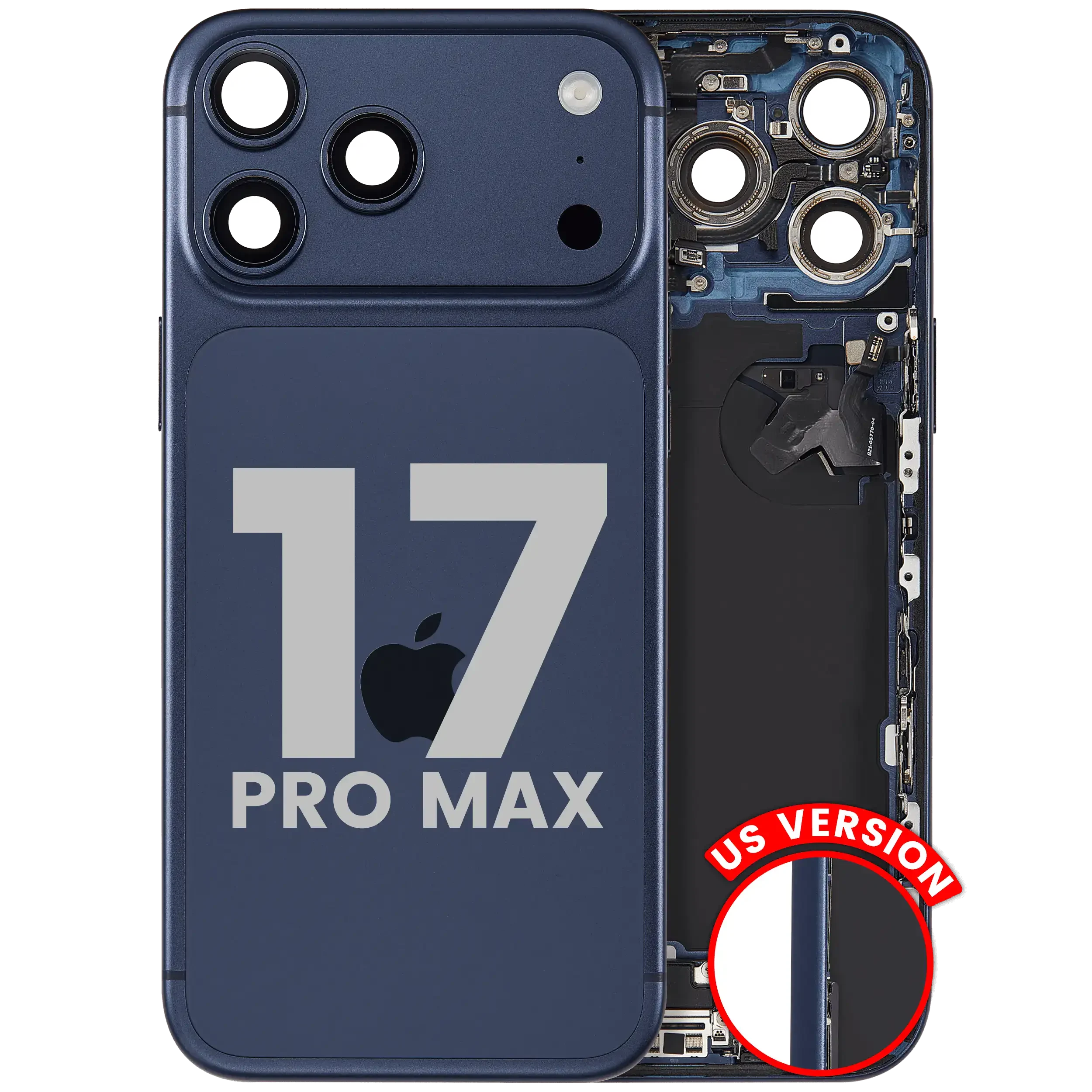 Scocca posteriore con flat connettore di ricarica e minuteria per iPhone 17 Pro Max (US Version) (Used Service Pack Pull: Grade C) (Deep Blu)