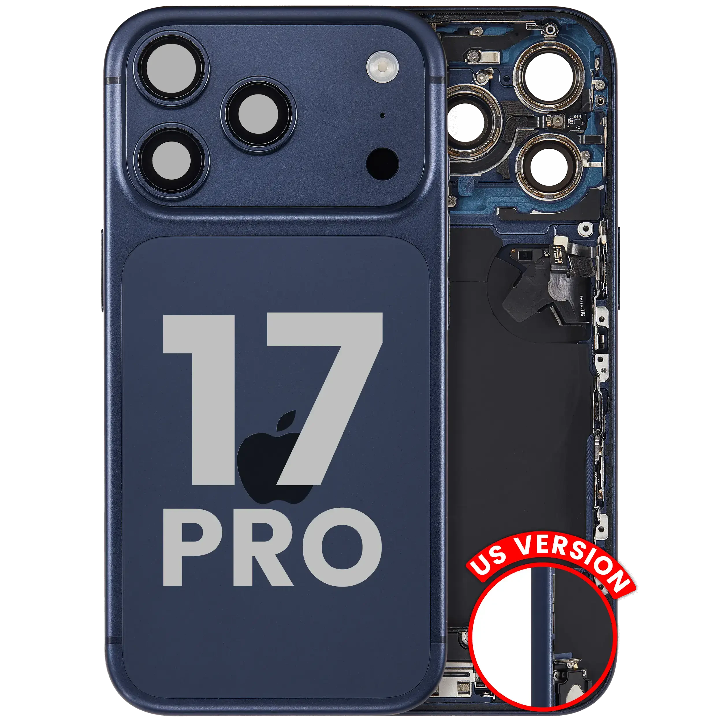 Scocca posteriore con flat connettore di ricarica e minuteria per iPhone 17 Pro (US Version) (Used Service Pack Pull: Grade B) (Deep Blu)