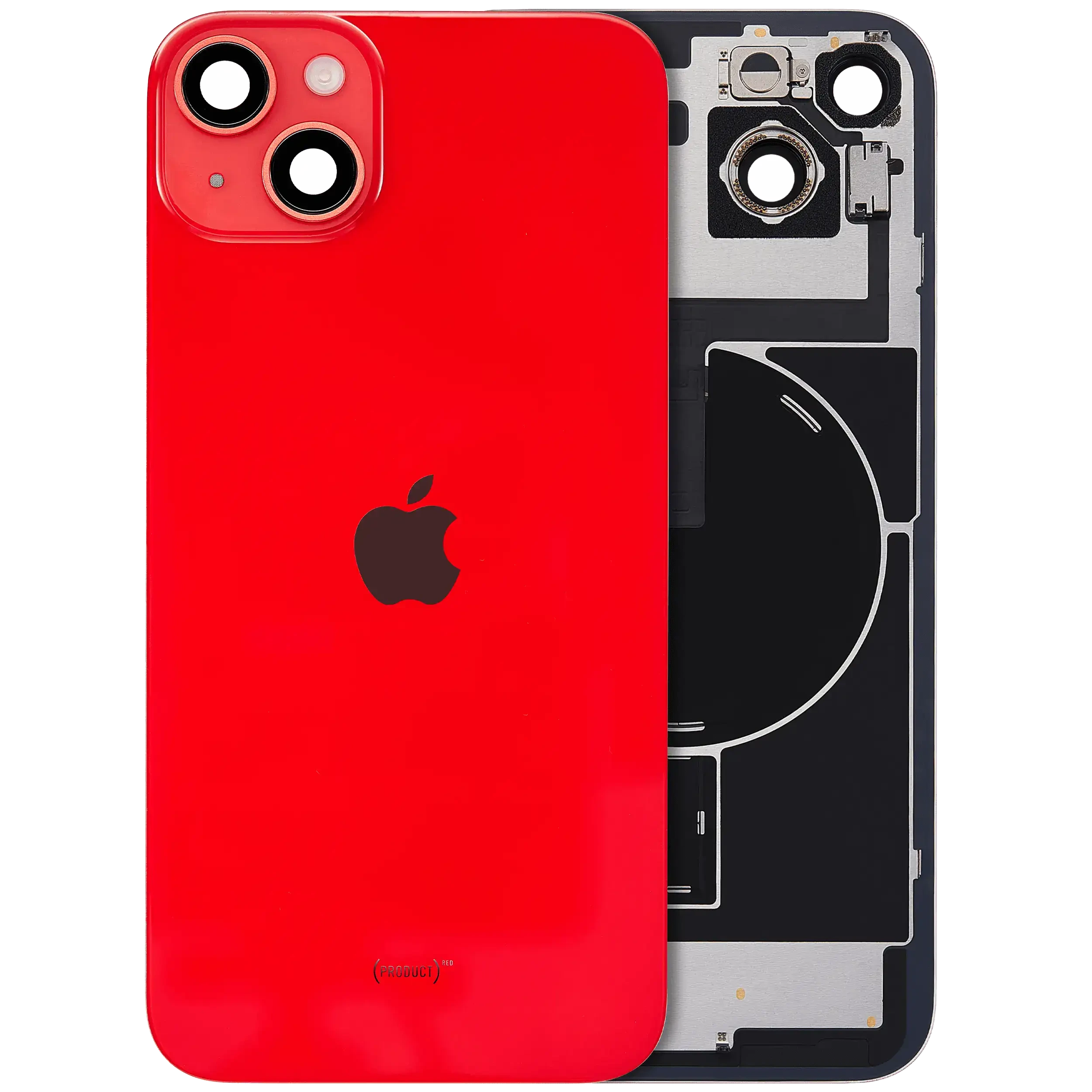 Vetro posteriore con magnete MagSafe, NFC e flat flash per iPhone 14 Plus (Service Pack) (Rosso)