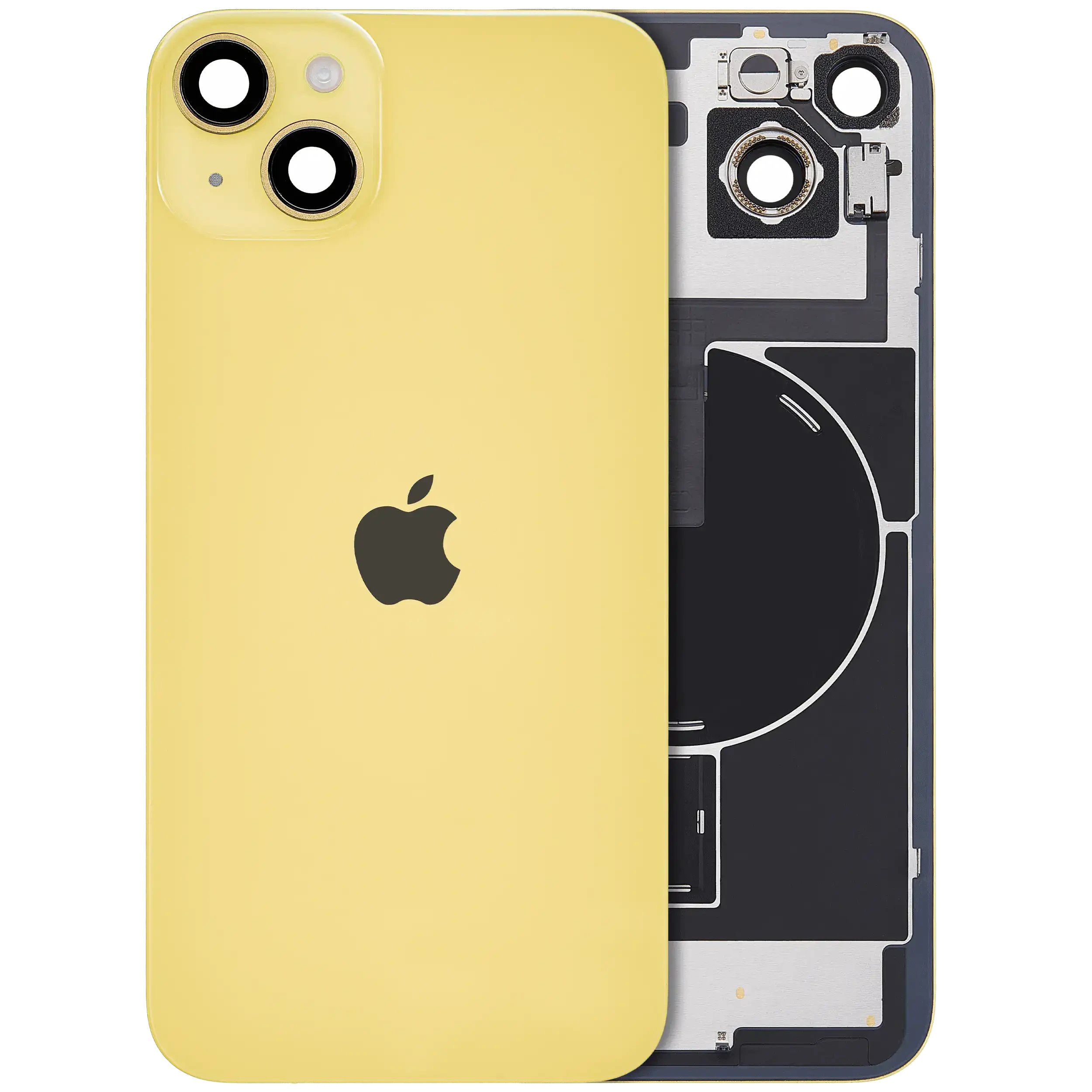 Vetro posteriore con magnete MagSafe, NFC e flat flash per iPhone 14 Plus (Service Pack) (Giallo)