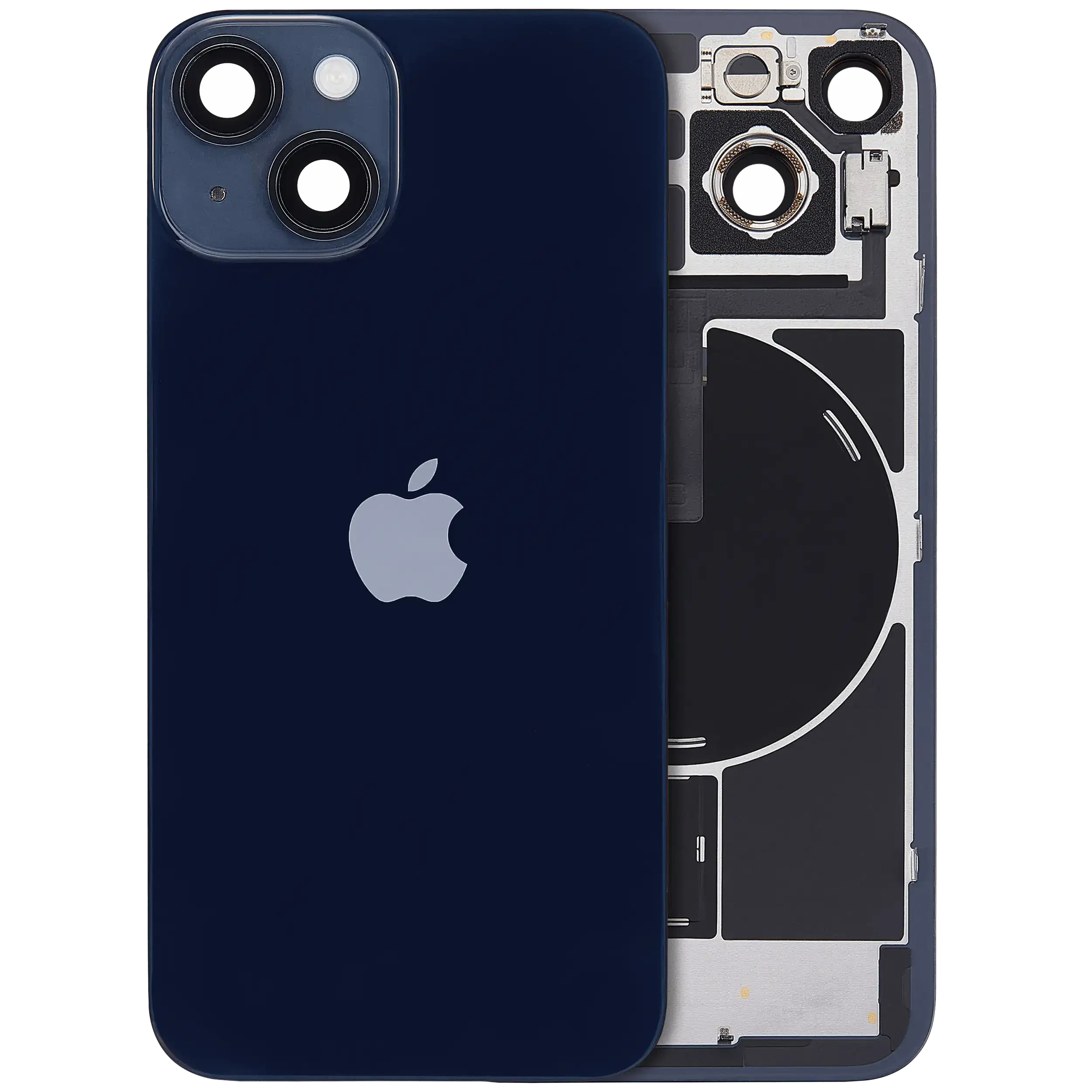 Vetro posteriore con magnete MagSafe, NFC e flat flash per iPhone 14 (Service Pack) (Mezzanotte)