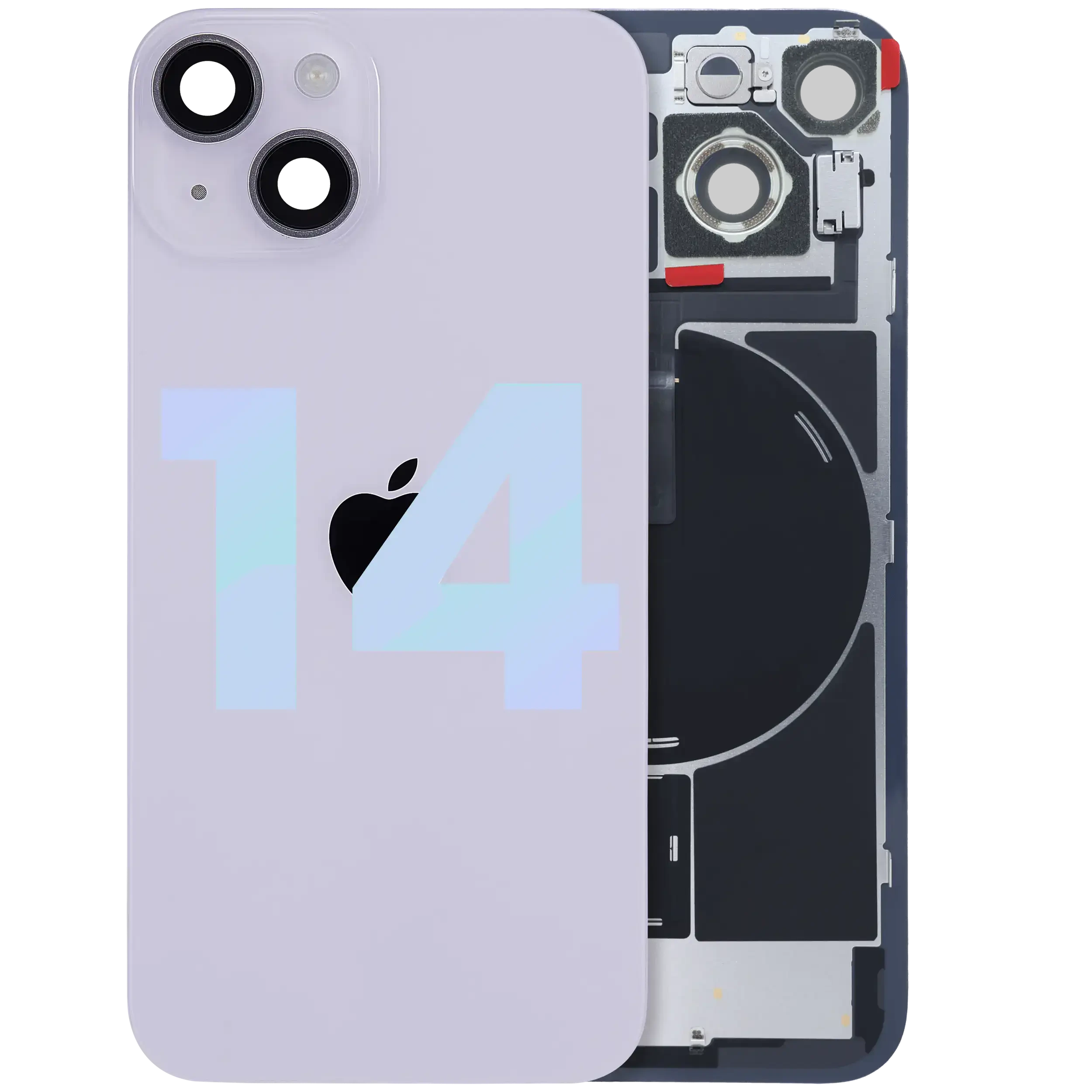 Vetro posteriore con magnete MagSafe, NFC e flat flash per iPhone 14 (Service Pack) (Viola)