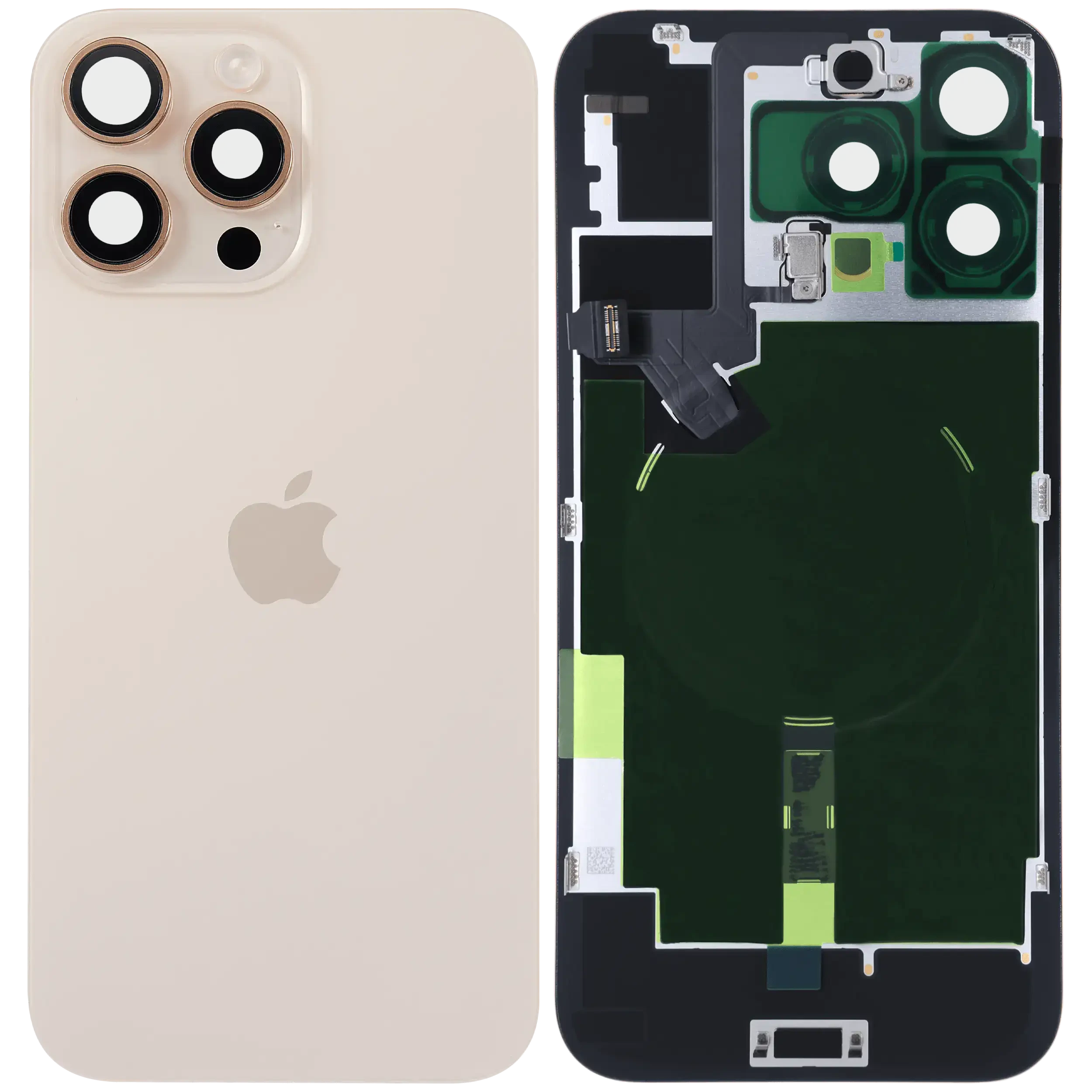 Vetro posteriore con magnete MagSafe, NFC e flat flash per iPhone 16 Pro Max (Service Pack) (Titanio sabbia)
