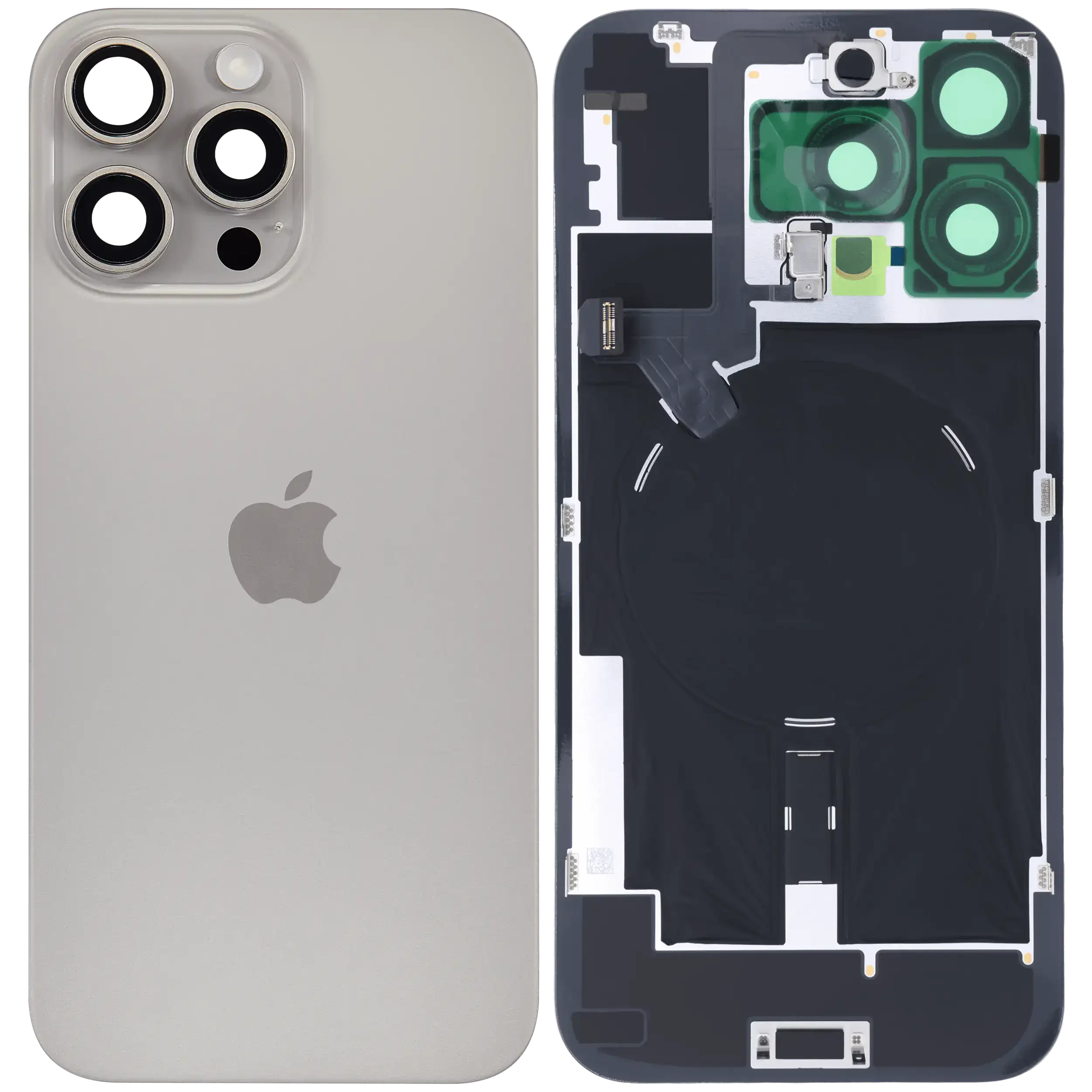 Vetro posteriore con magnete MagSafe, NFC e flat flash per iPhone 16 Pro Max (Service Pack) (Titanio naturale)