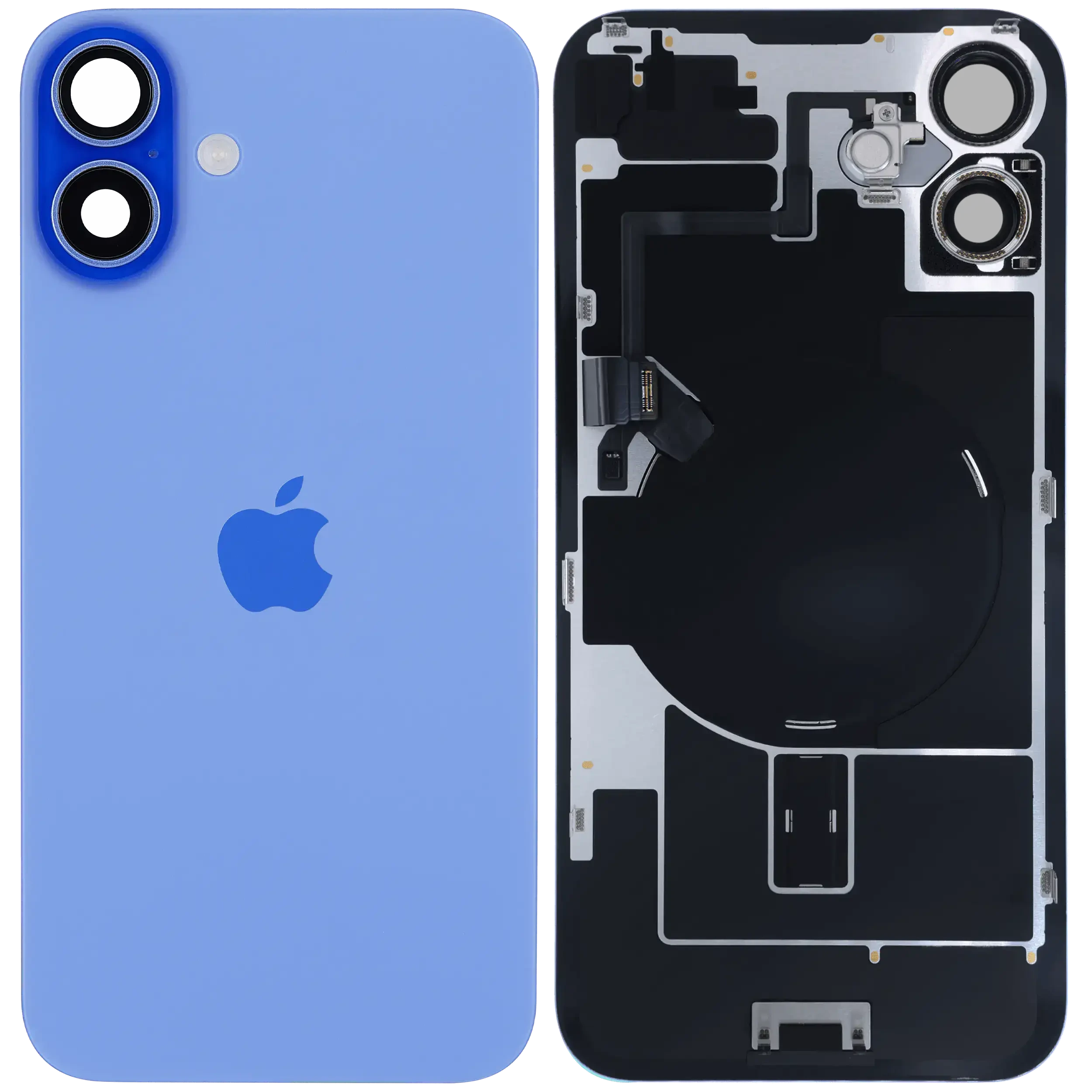 Vetro posteriore con magnete MagSafe, NFC e flat flash per iPhone 16 Plus (Service Pack) (Blu oltremare)