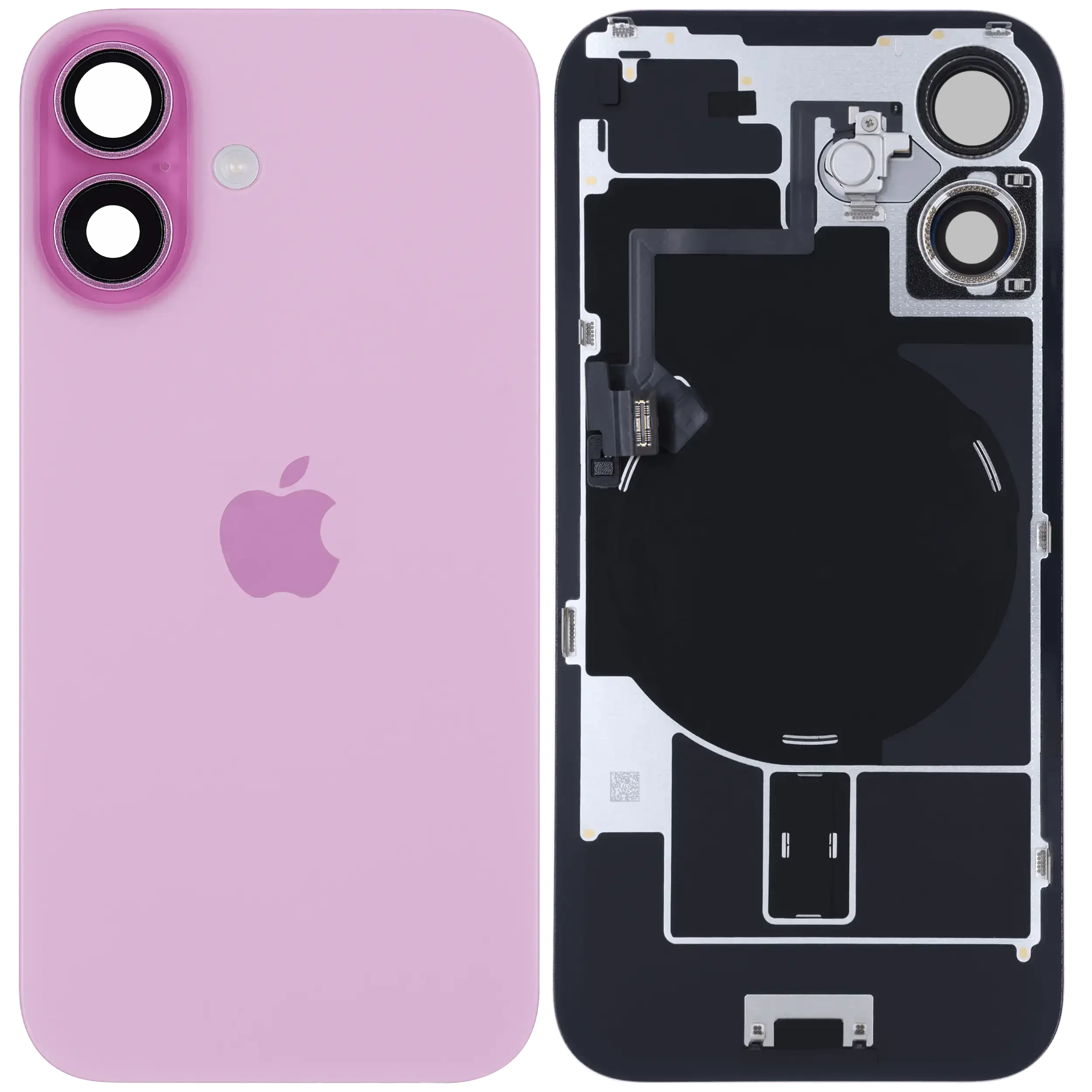 Vetro posteriore con magnete MagSafe, NFC e flat flash per iPhone 16 (Service Pack) (Rosa)