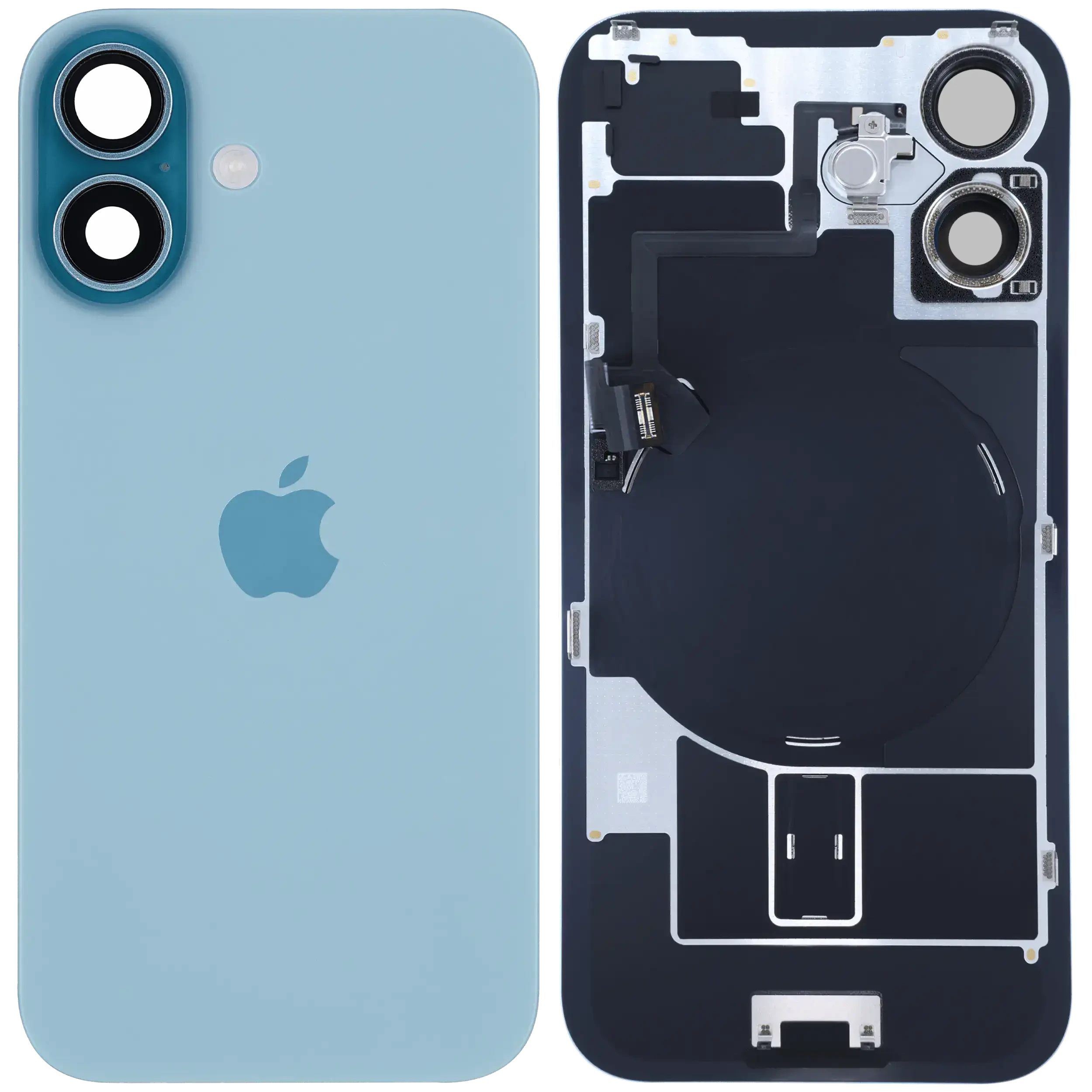 Vetro posteriore con magnete MagSafe, NFC e flat flash per iPhone 16 (Service Pack) (Verde petrolio)