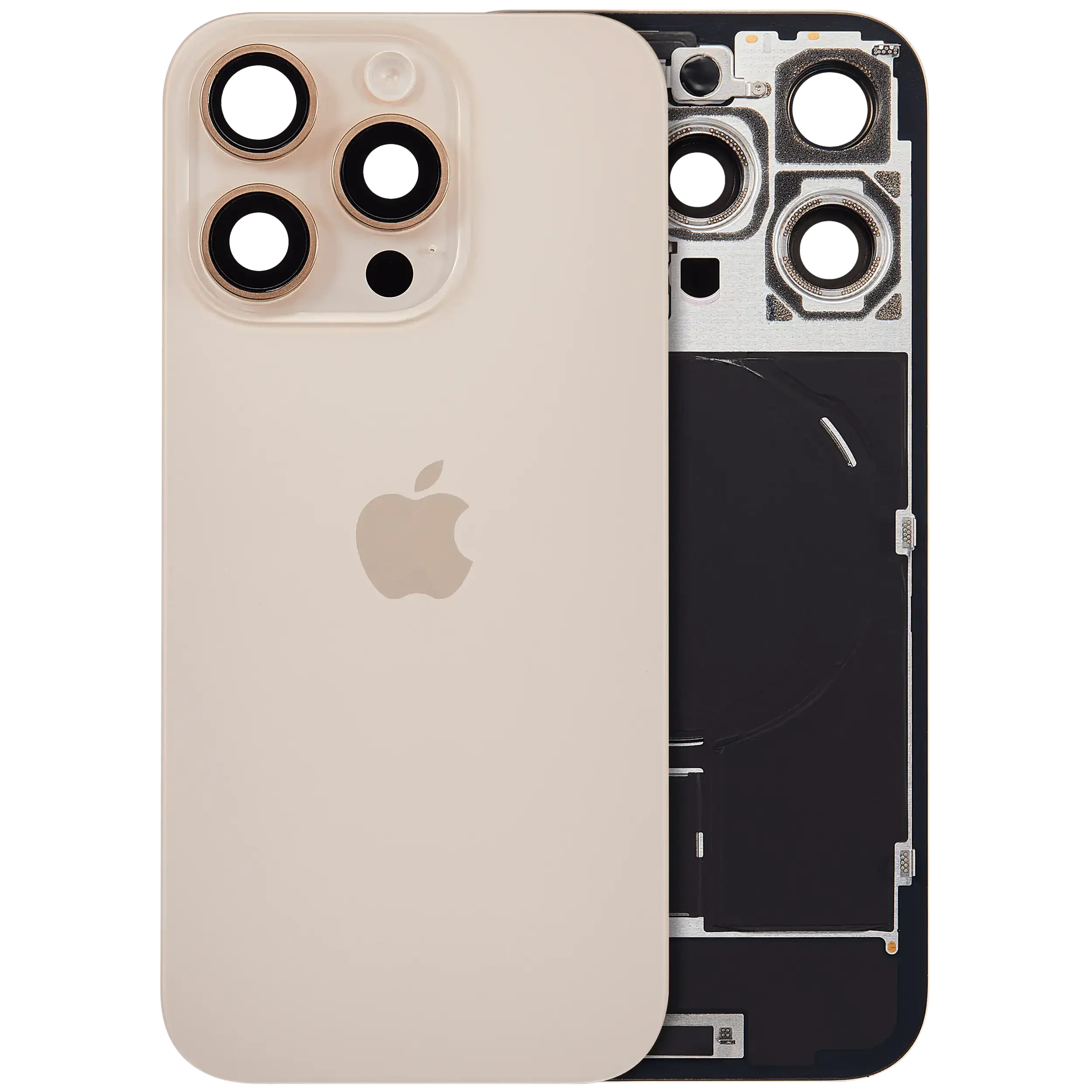 Vetro posteriore con magnete MagSafe, NFC e flat flash per iPhone 16 Pro (Service Pack) (Titanio sabbia)