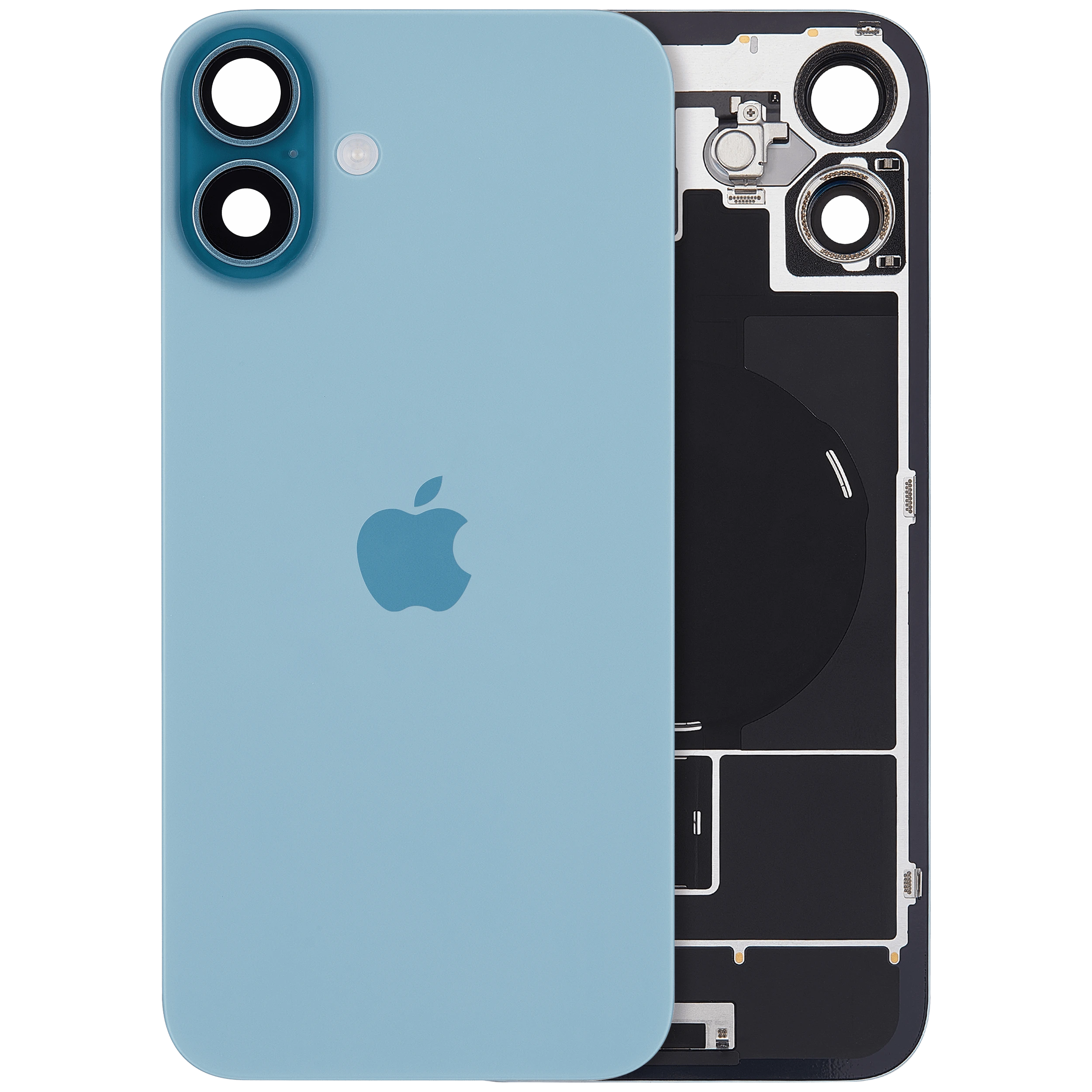 Vetro posteriore con magnete MagSafe, NFC e flat flash per iPhone 16 Plus (Service Pack) (versione UK/EU) (Verde petrolio)