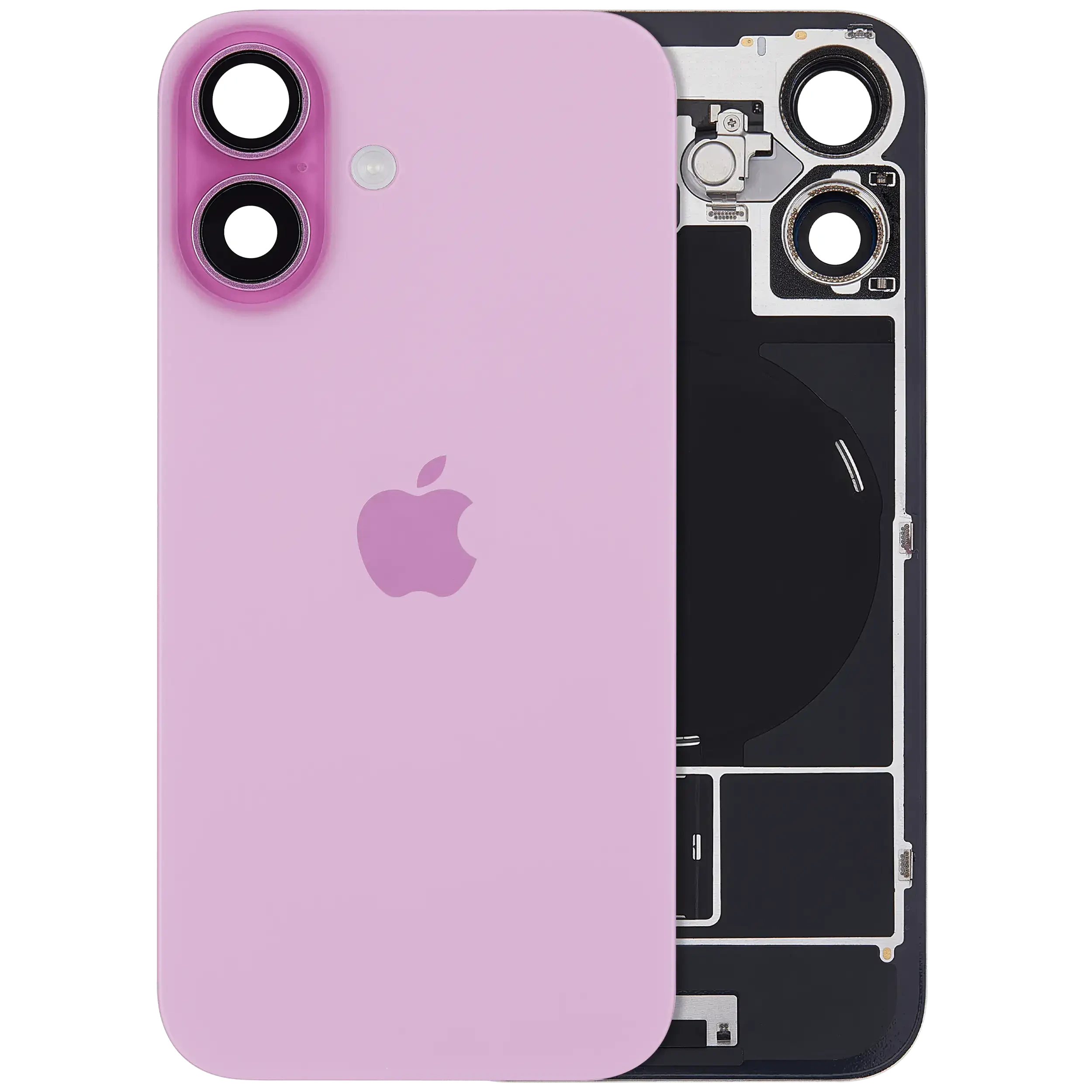 Vetro posteriore con magnete MagSafe, NFC e flat flash per iPhone 16 (Service Pack) (versione UK/EU) (Rosa)