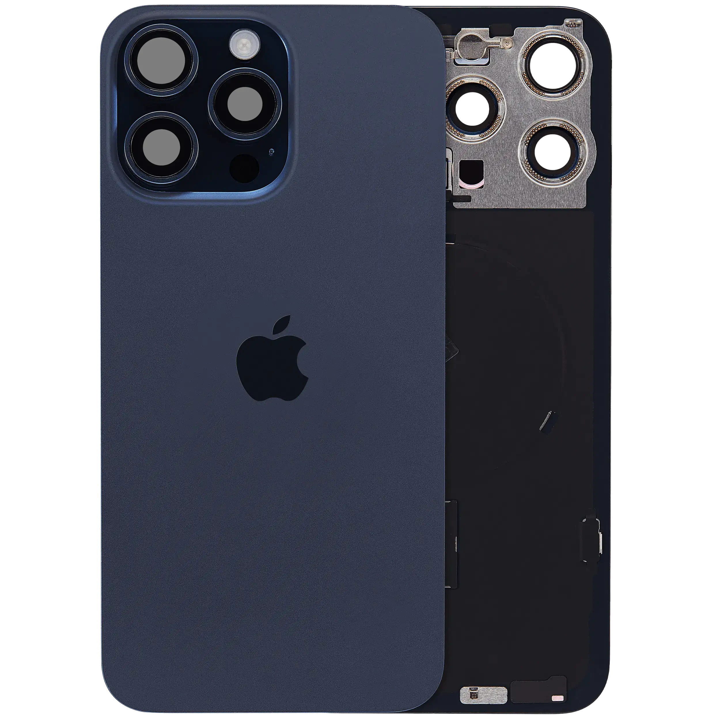 Vetro posteriore con magnete MagSafe, NFC e flat flash per iPhone 15 Pro Max (Service Pack) (Titanio blu) (versione UK/EU)