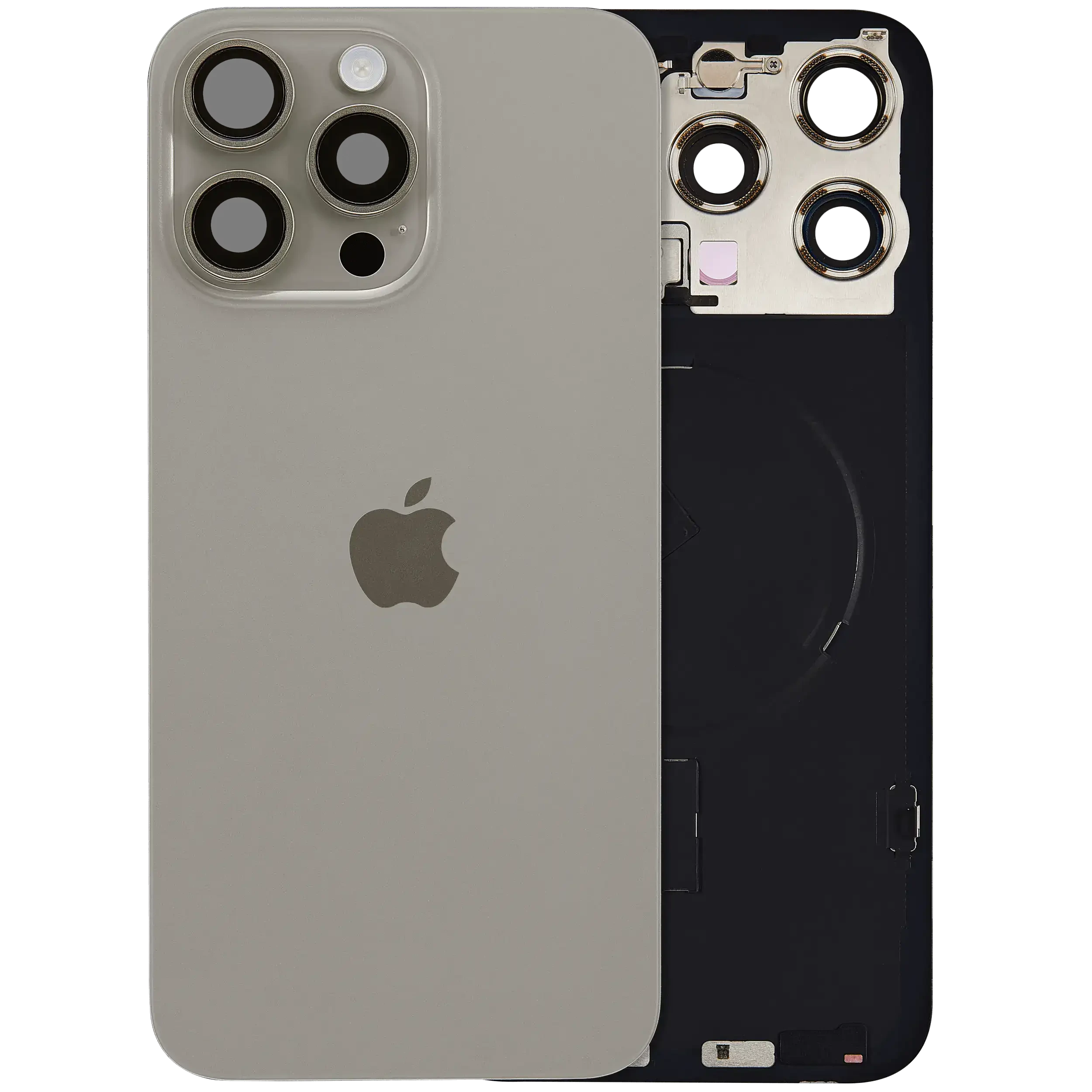 Vetro posteriore con magnete MagSafe, NFC e flat flash per iPhone 15 Pro Max (Service Pack) (versione UK/EU) (Titanio naturale)